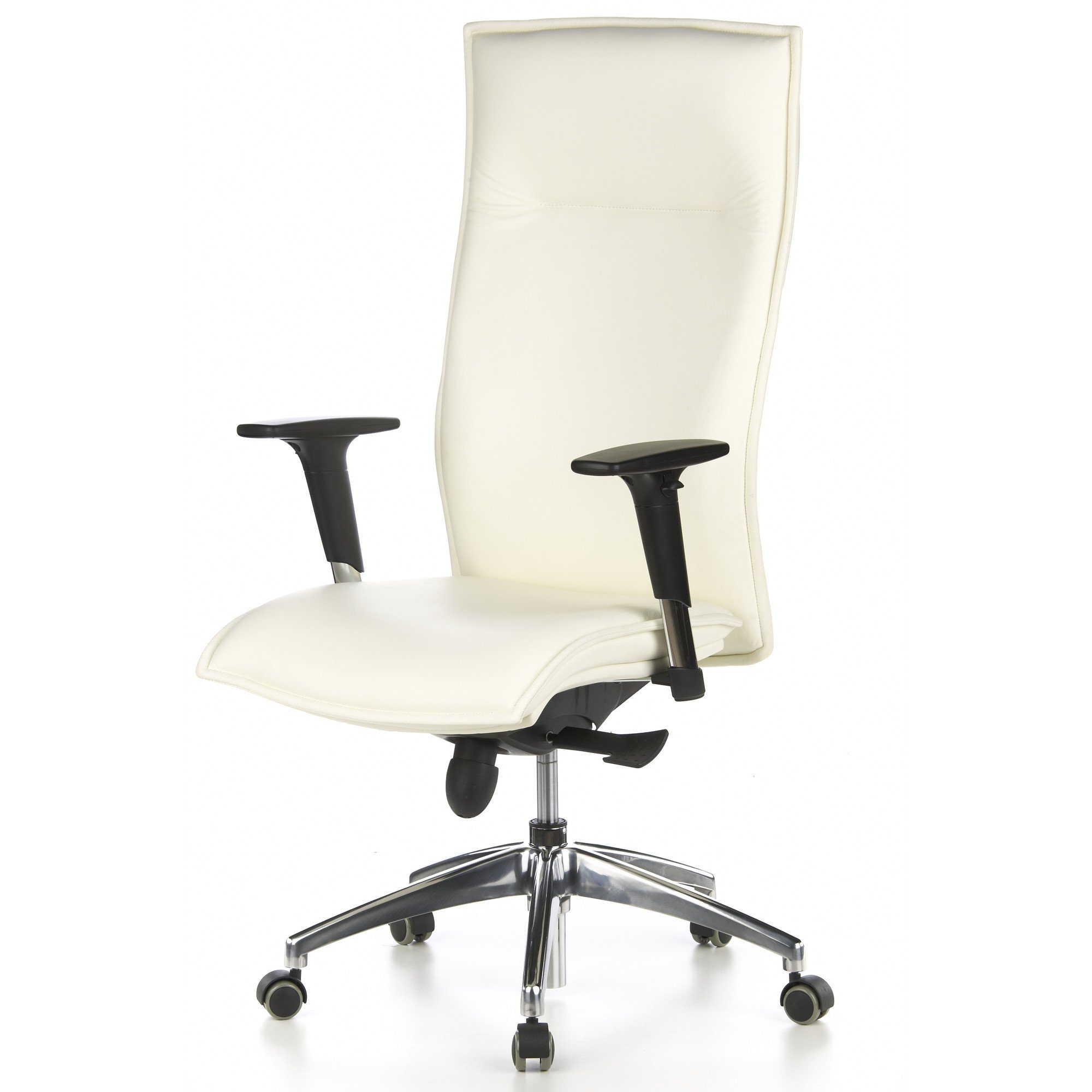 hjh OFFICE Drehstuhl Luxus Chefsessel St), ergonomisch Bürostuhl Cremeweiß Leder MURANO 20 (1