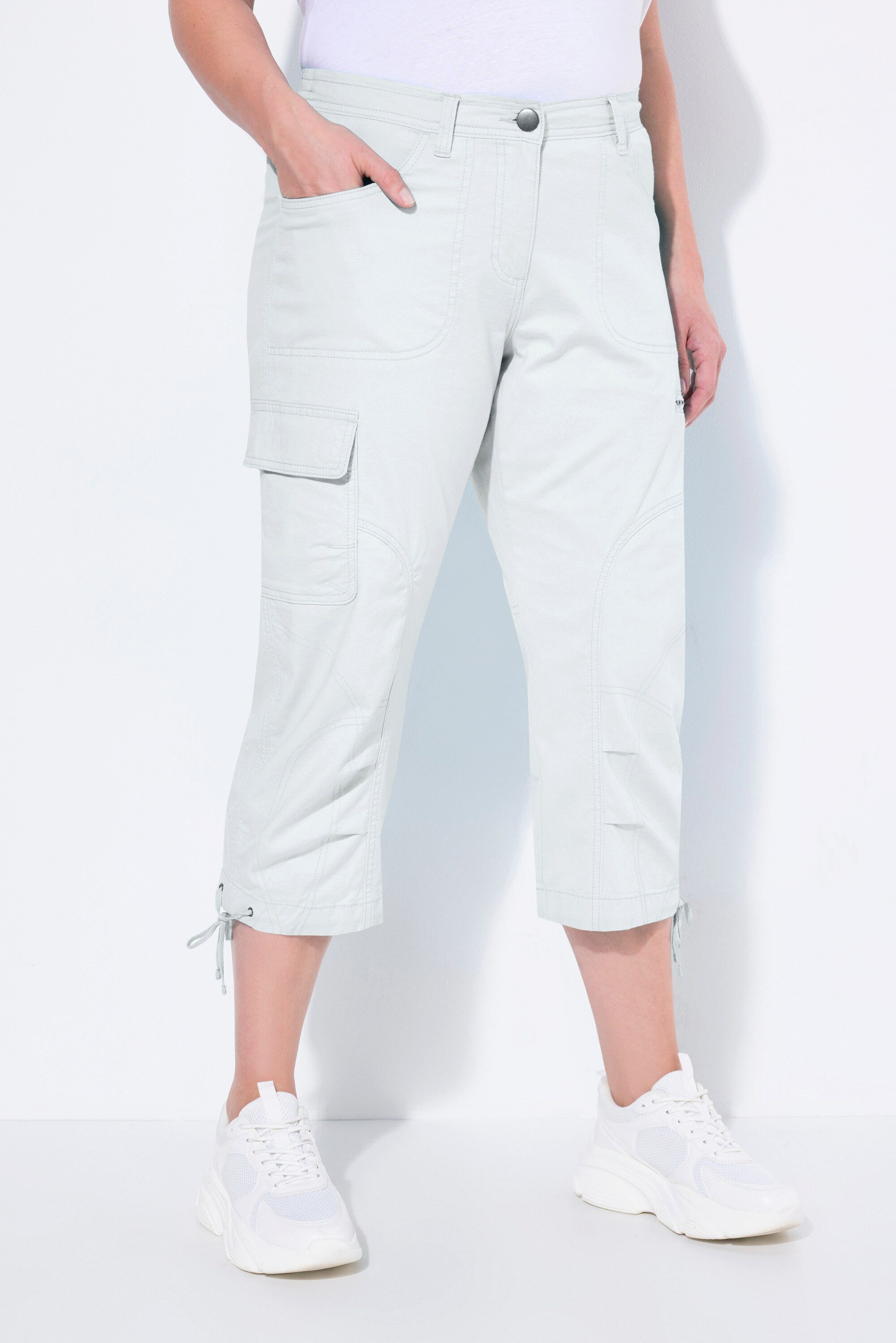 Ulla Popken Cargoshorts 7/8-Cargohose Komfortbund Saumband günstig online kaufen