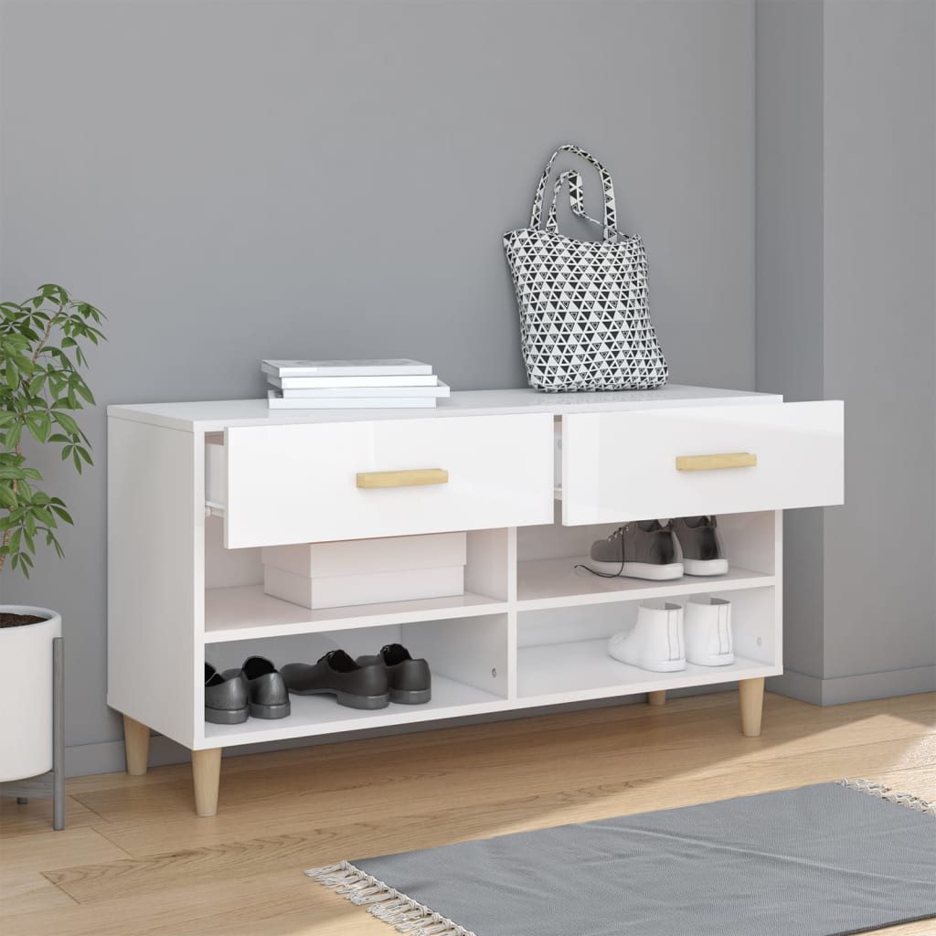 vidaXL Schuhregal Schuhschrank Hochglanz-Weiß 102x35x55 cm günstig online kaufen