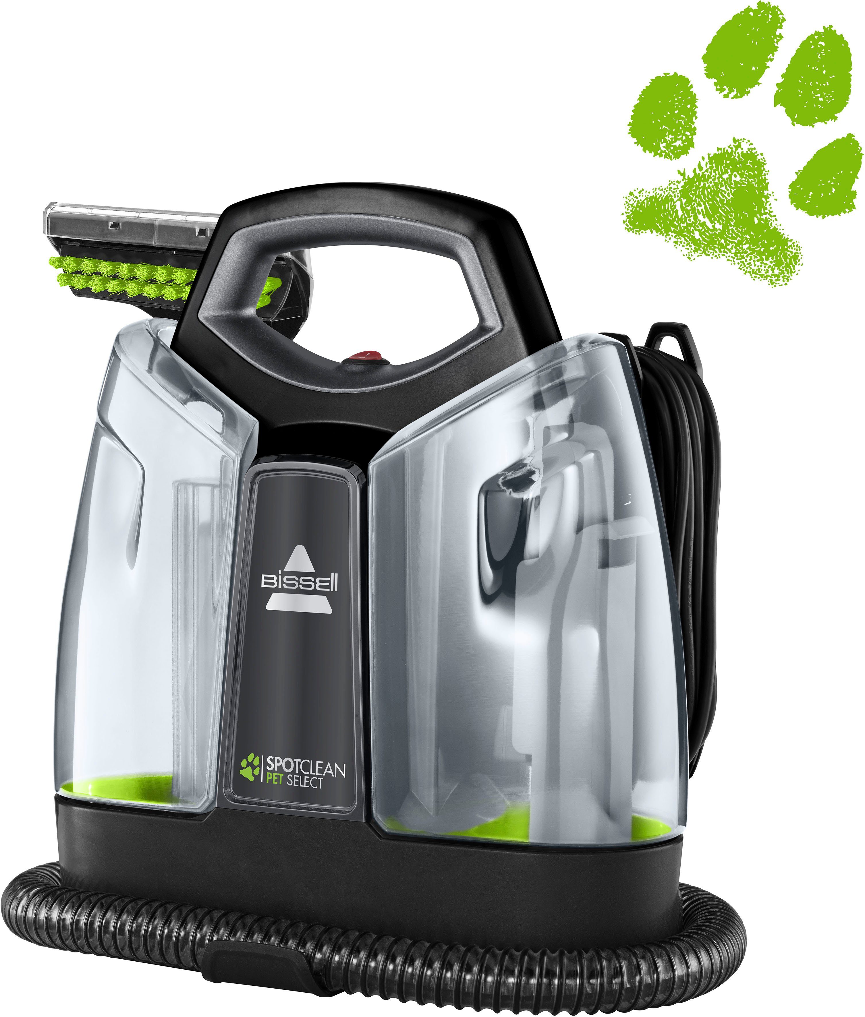 Bissell Wasch-Sauger 37288, Fleckenreiniger SpotClean Pet Select, leicht, kompakt, 330 W, beutellos, Haustieraufsatz, reinigt Flecken auf Teppich, Polster, Treppe&Autositz