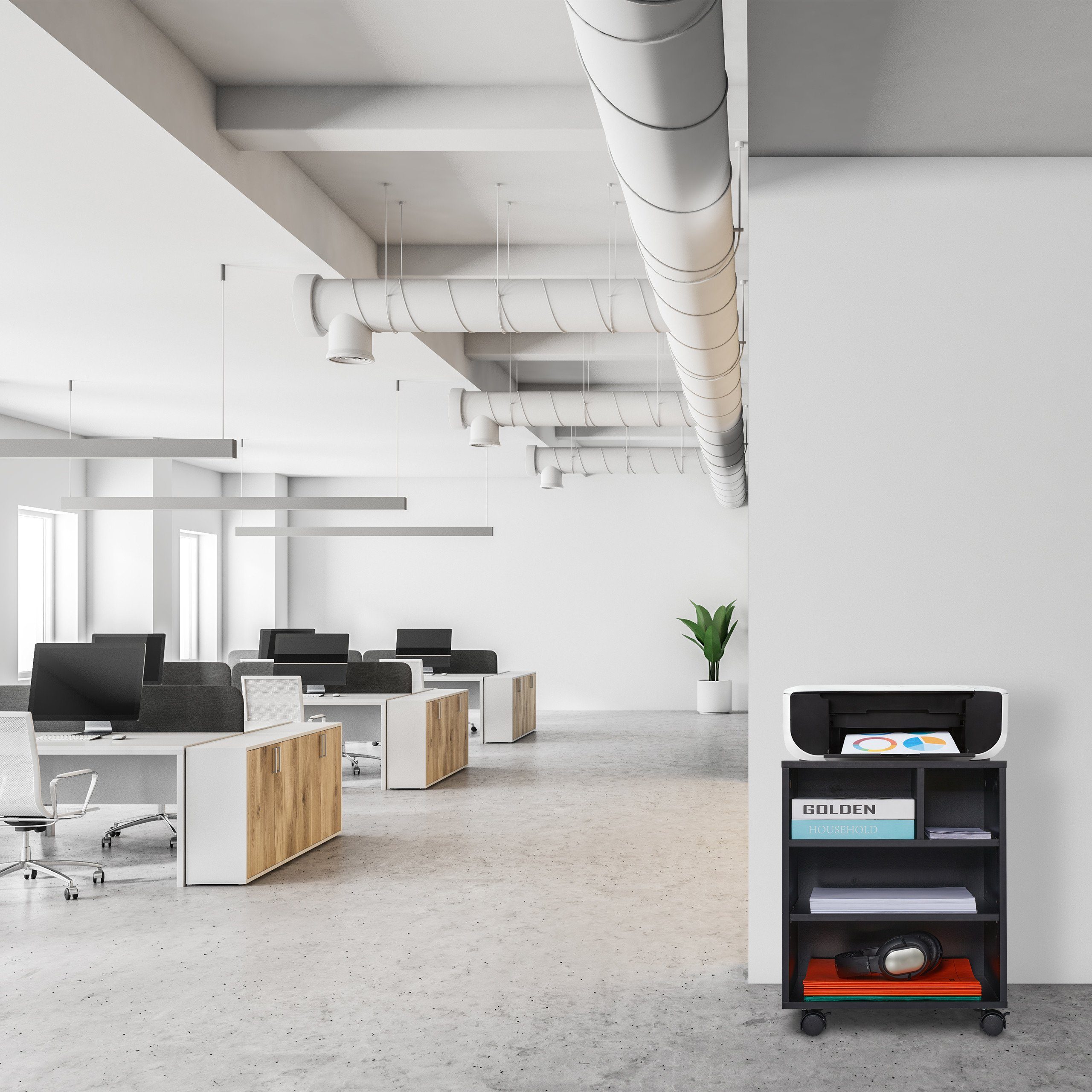 relaxdays Rollcontainer Schwarzer Rollcontainer günstig online kaufen