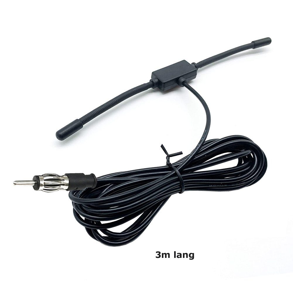 Bolwins E02 Auto Radioantenne FM Radio Antenne Patch Windschutzscheiben Paste Innenantenne (AM / FM, für Fahrzeuge (Auto, LKW, Boot, alle 12V-Fahrzeuge), Verstärkung: 5 dB), Elektronisch verstärkt, selbstklebende Klebeantenne