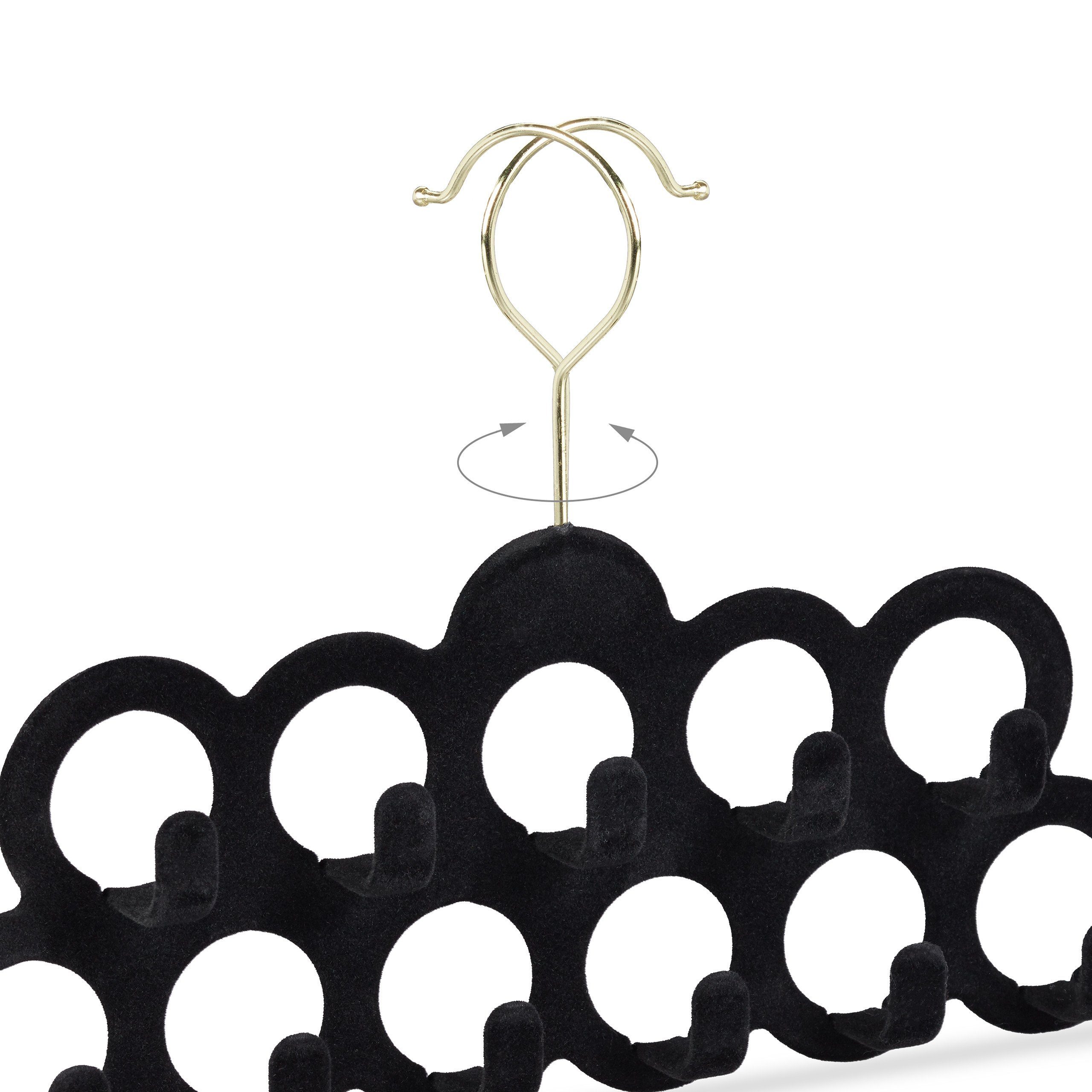 5 schwarz relaxdays Velours x Mehrfach-Kleiderbügel Schalhalter