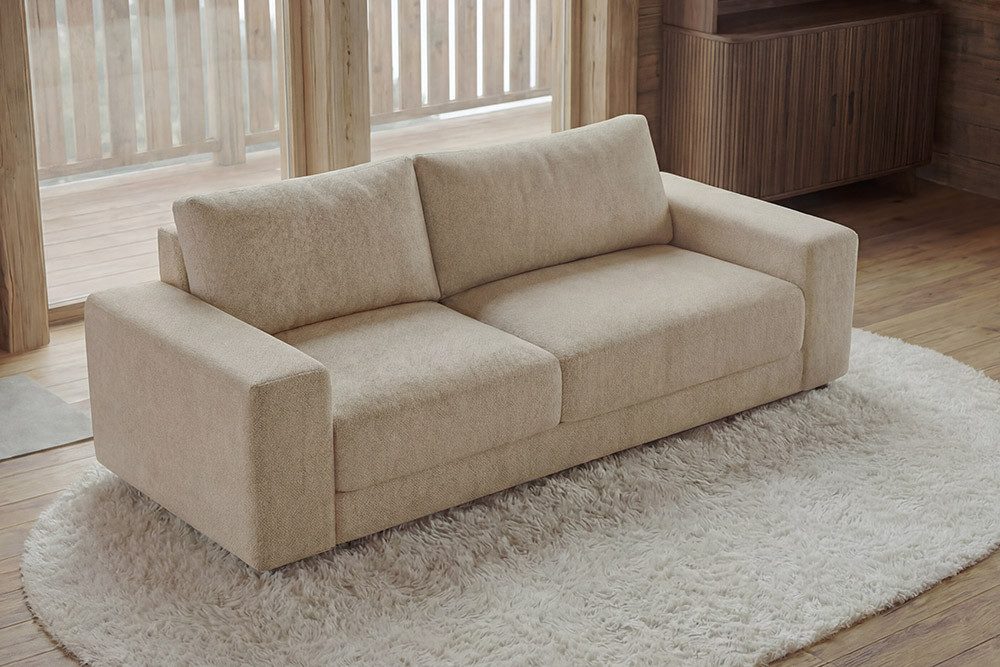 riess-ambiente 3-Sitzer LOFT 210cm champagner/beige - Chenille, Taschenfederkern, Rundumbezug, Einzelartikel 1 Teile, Moderne Couch - ideal für Wohn- und Schlafzimmer oder Loft-Wohnungen