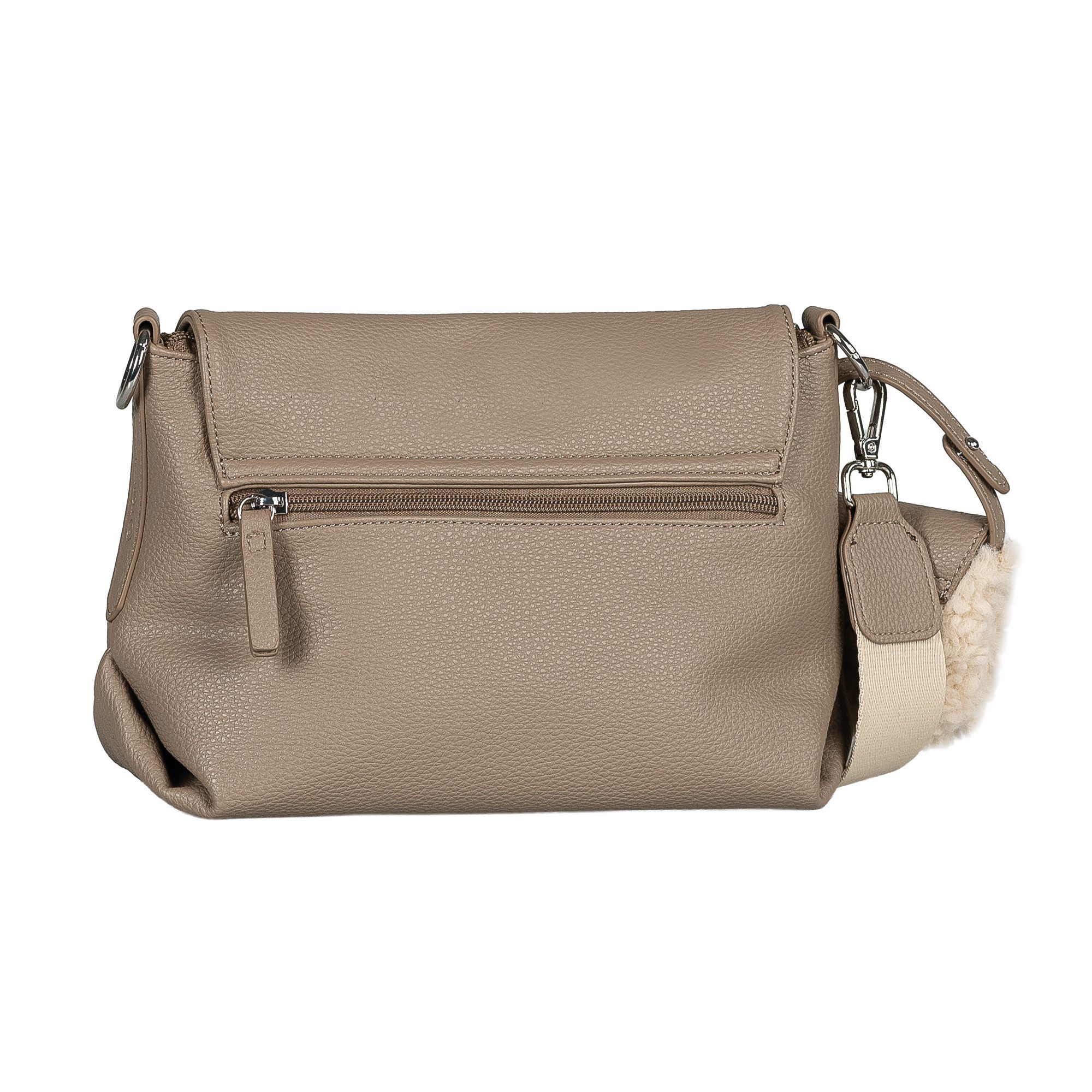 TOM TAILOR Umhängetasche Fania (Set, Süßer Fellanhänger), Damen Schultertasche mit Fellimitat-Anhänger