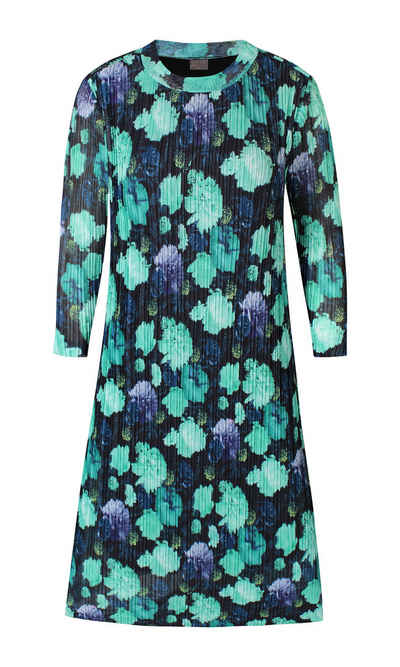 ZE-ZE Nordic Plisseekleid Plissee Kleid Blumenmuster Evergreen