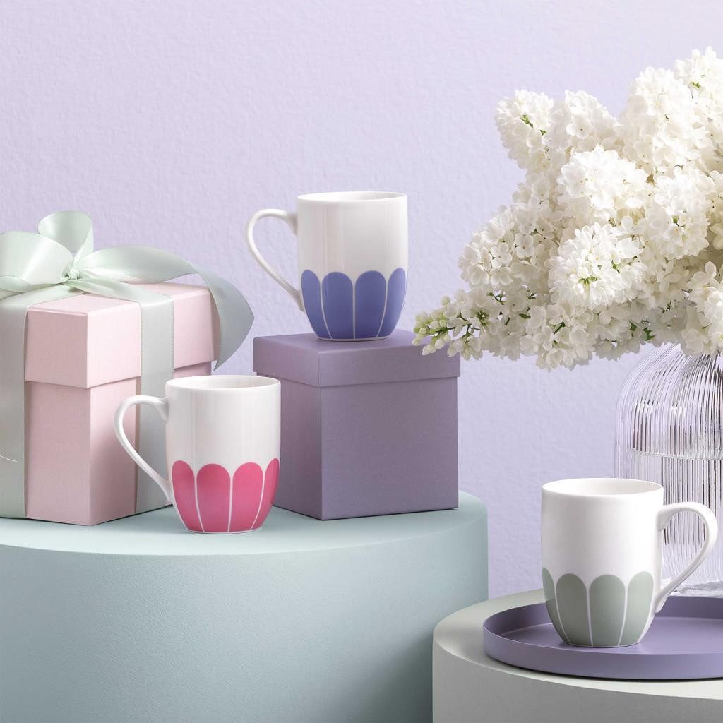 Villeroy & Boch Becher Fleur Couleur Henkelbecher 290 ml 6er Set, 6-tlg., Porzellan