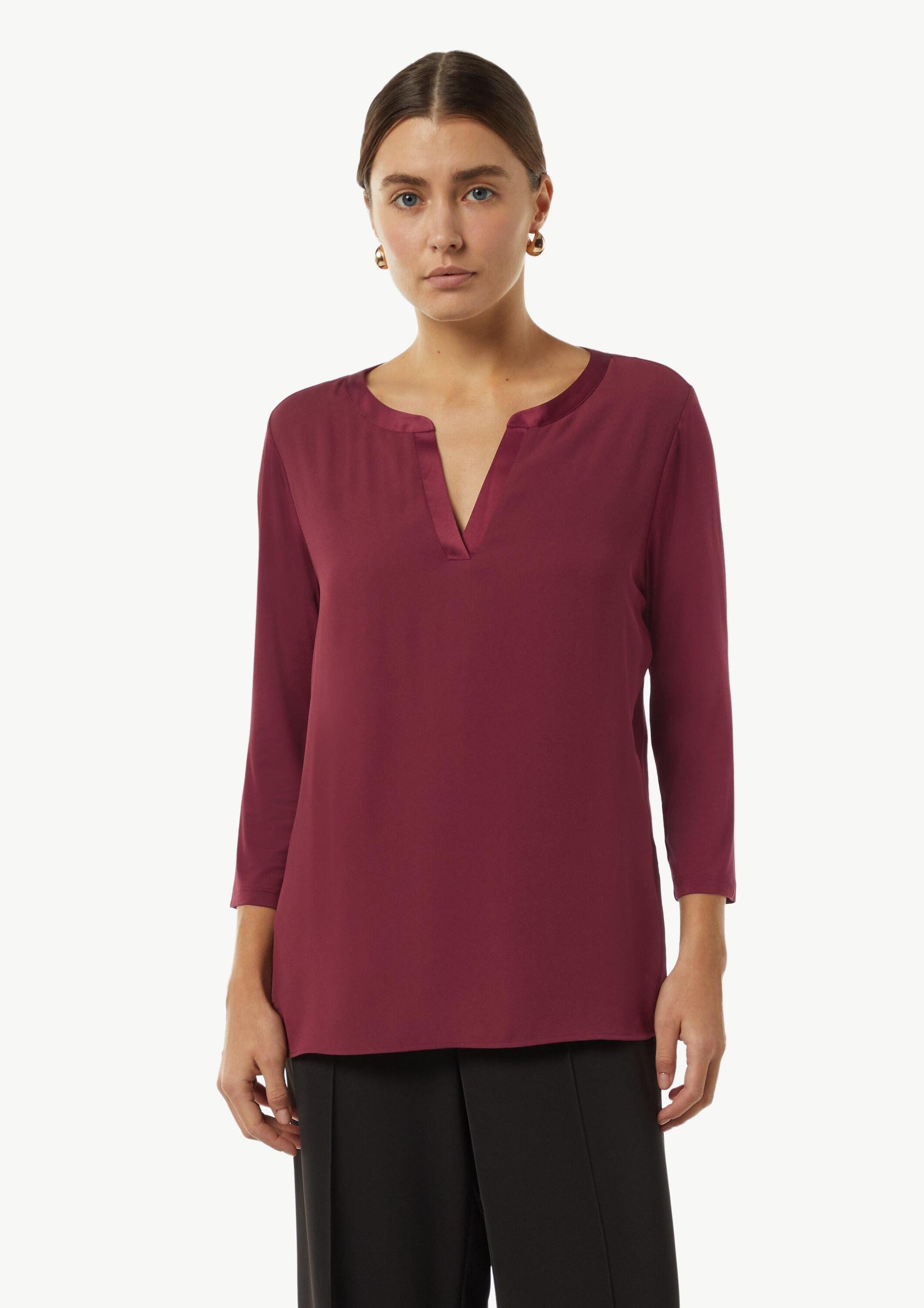 comma 3/4-Arm-Shirt T-Shirt Shirt mit Satinblende günstig online kaufen