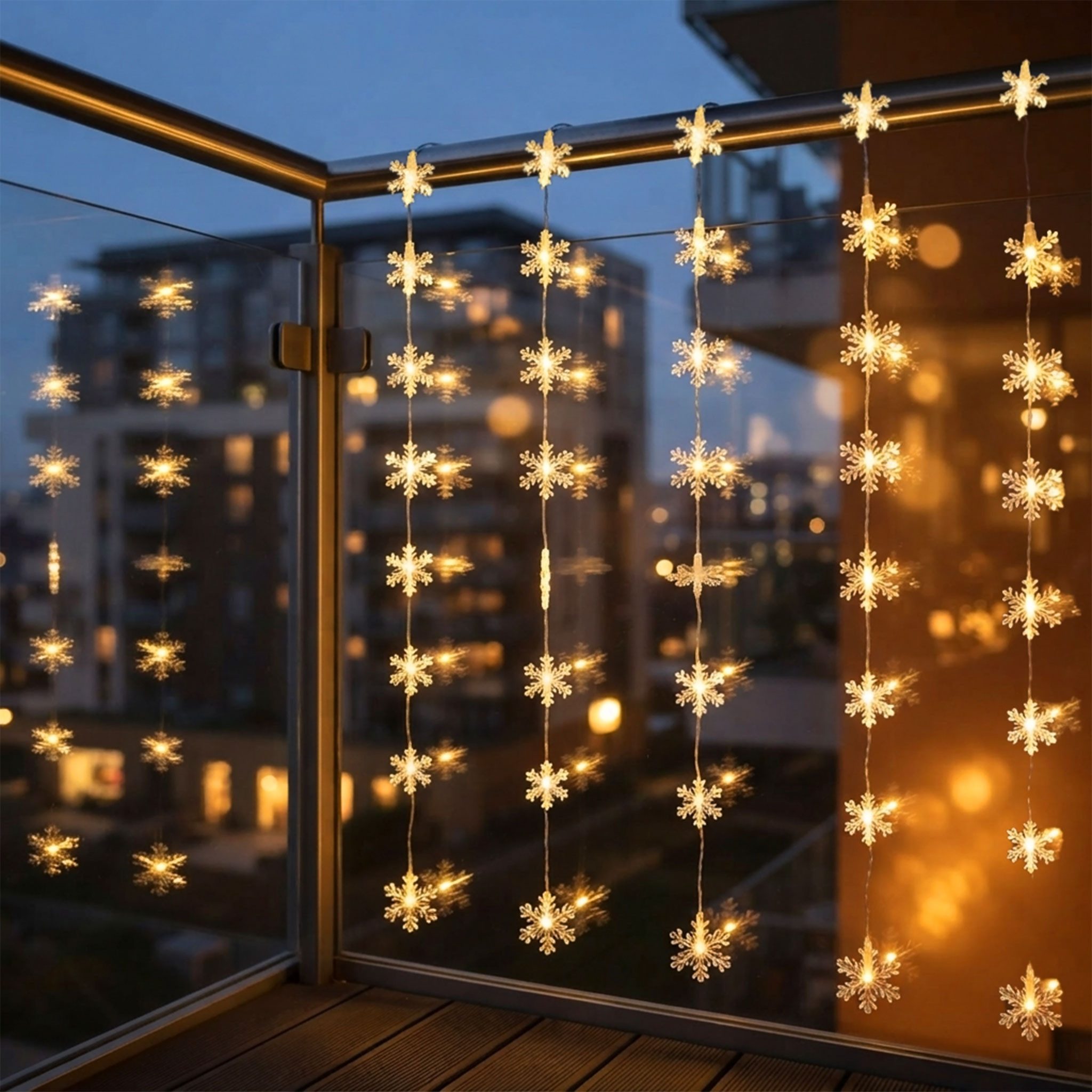 Spetebo Lichtervorhang LED Schneeflocken Lichtervorhang mit Timer - 100cm, 40-flammig, mit 8 Funktionen und Timer