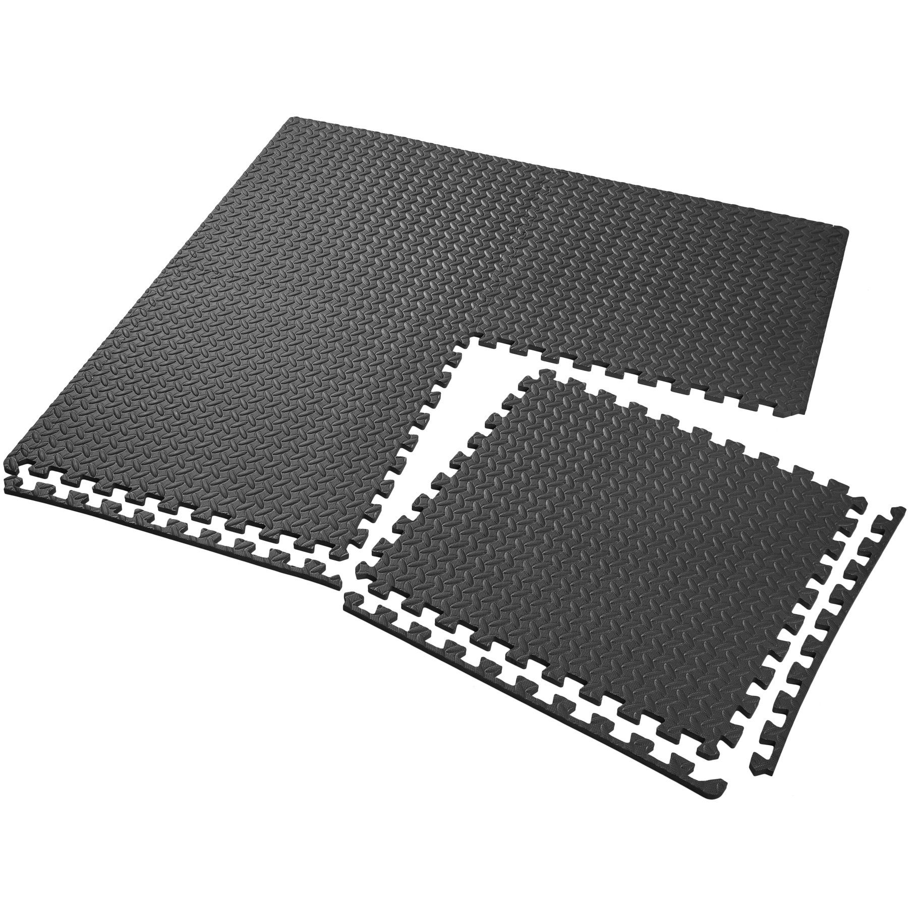 tectake Bodenschutzmatte Bodenschutzmatte 12-tlg., 12er mit schwarz 24 Randstücken Set