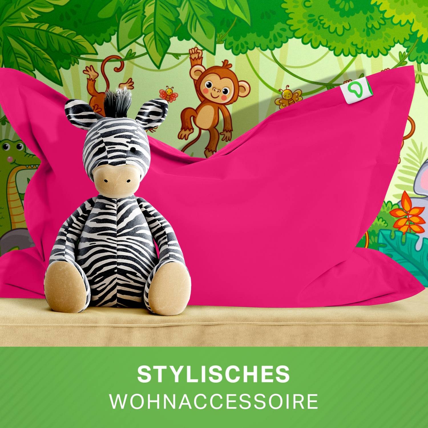 Green Bean Sitzsack Kinder-Sitzsack 70x100cm - 70 Liter (Kinder-Sitzsack 70x100cm & 70 Liter EPS-Perlen Füllung, - Indoor & Outdoor - Bean Bag Sitzkissen Bodenkissen), Sessel Riesensitzsack Liegekissen für Jungen & Mädchen