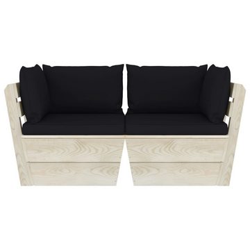 vidaXL Gartenlounge-Set Garten-Palettensofa 2-Sitzer mit Kissen Fichtenholz, (1-tlg)