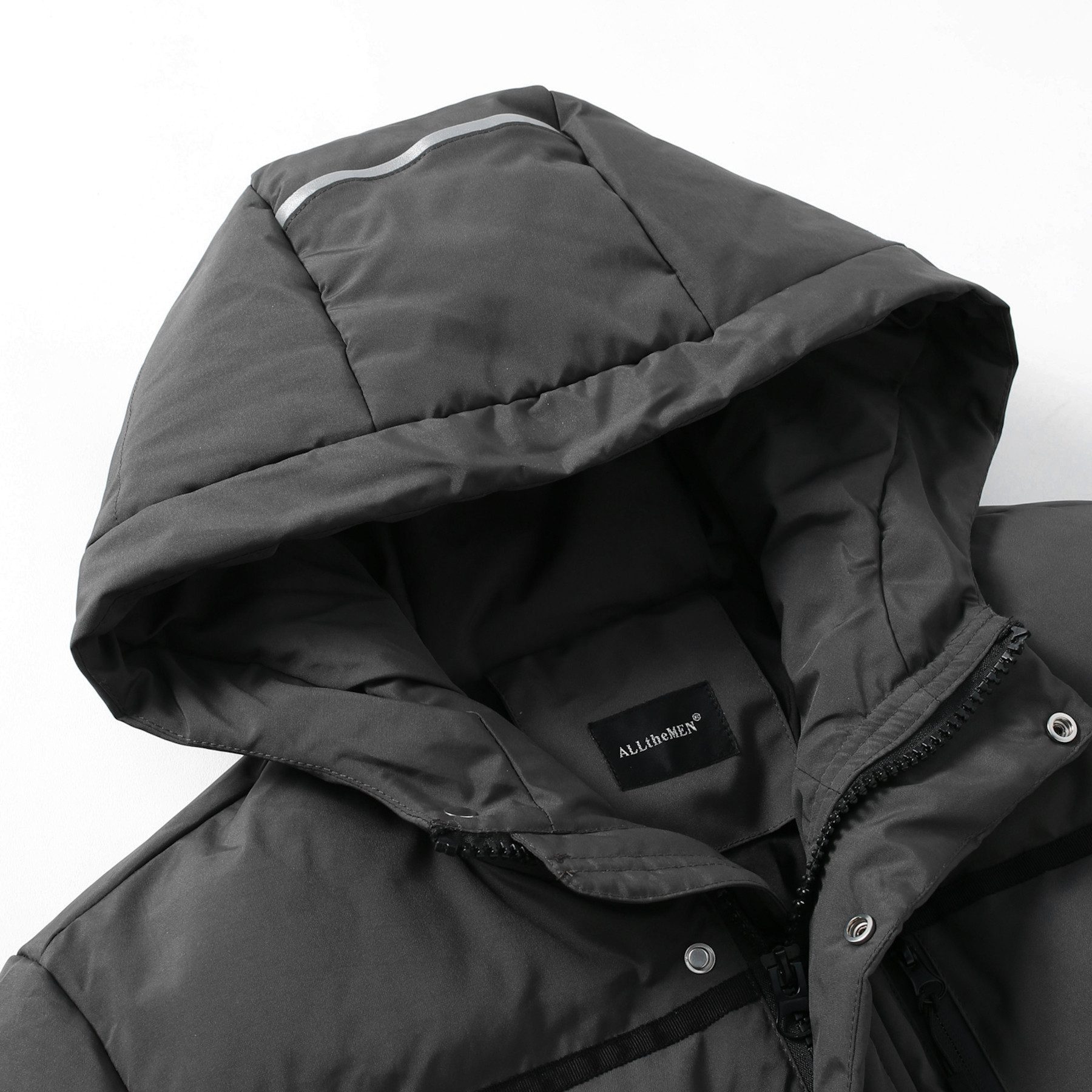 Allthemen Steppmantel mit Kapuze Herren Langmantel warmer Winterparka