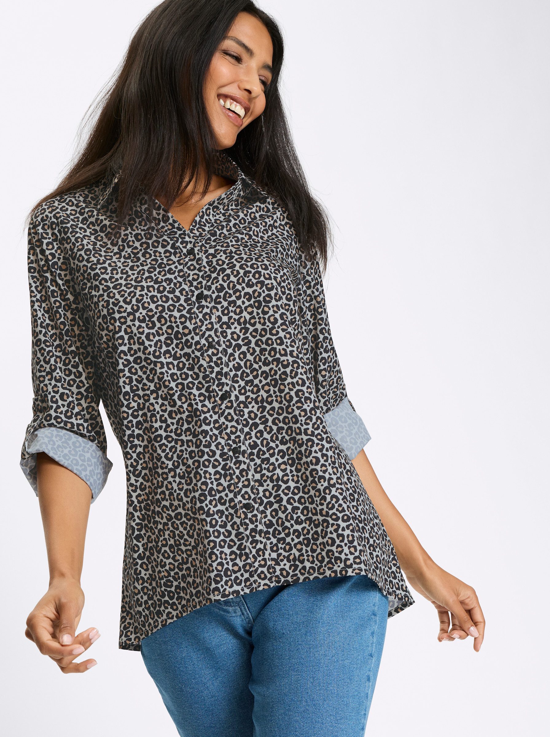 Sieh an! Klassische Bluse Longbluse Langarm