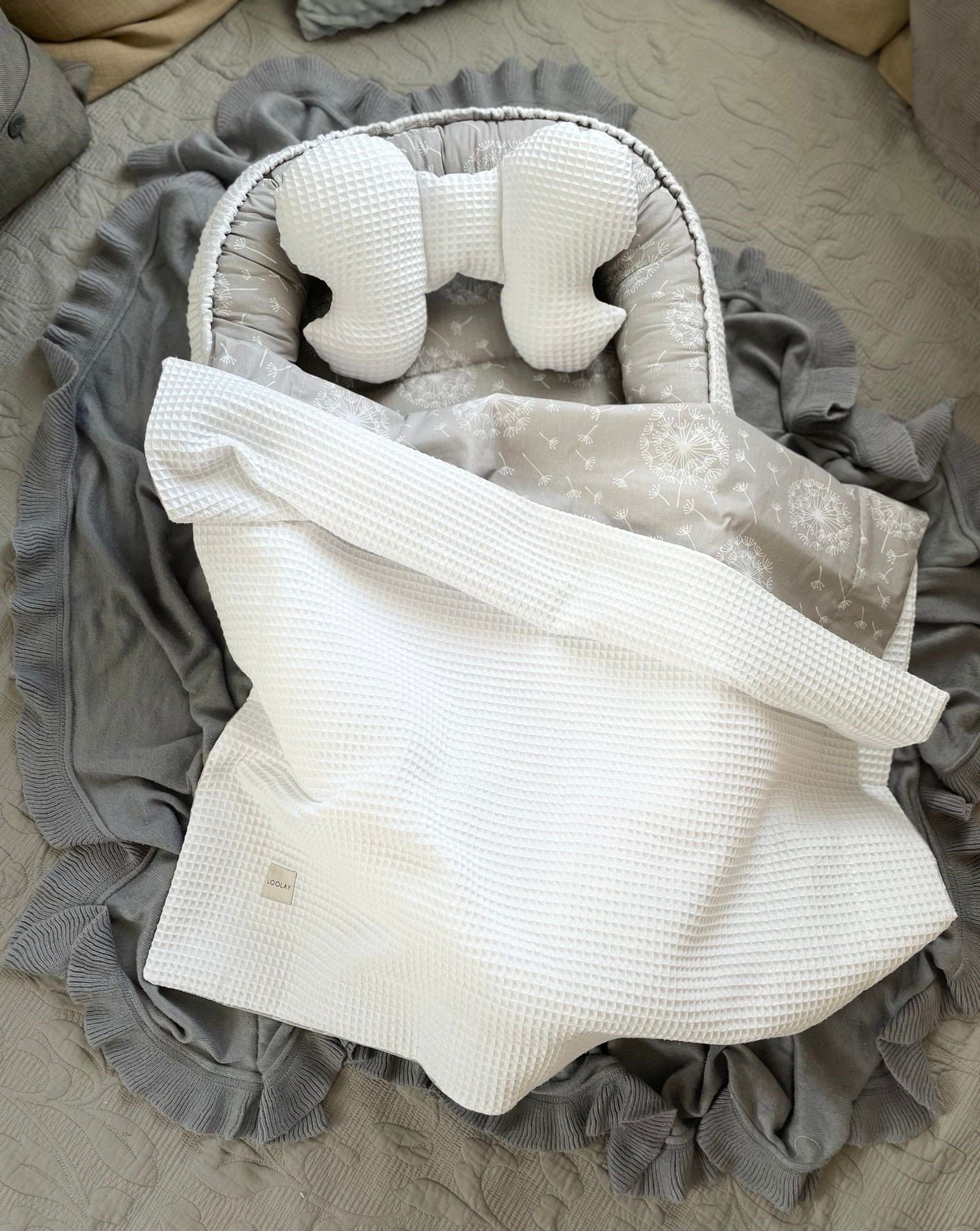 Bettnestchen WAFFELPIQUE Baumwolle BABYNEST Babykokon Neugeborene Babyausstattung