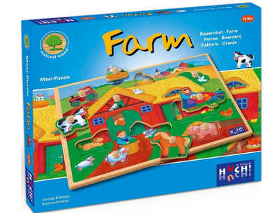 Huch! Puzzle Wooden Line Farm, 9 Puzzleteile, 9 Maxi-Teile