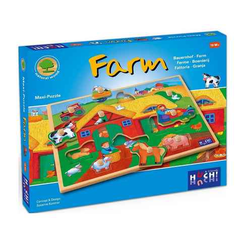 Huch! Puzzle Wooden Line Farm, 9 Puzzleteile, 9 Maxi-Teile