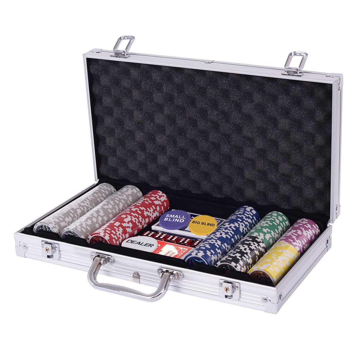 COSTWAY Spiel 300 Chips Pokerkoffer, Pokerset