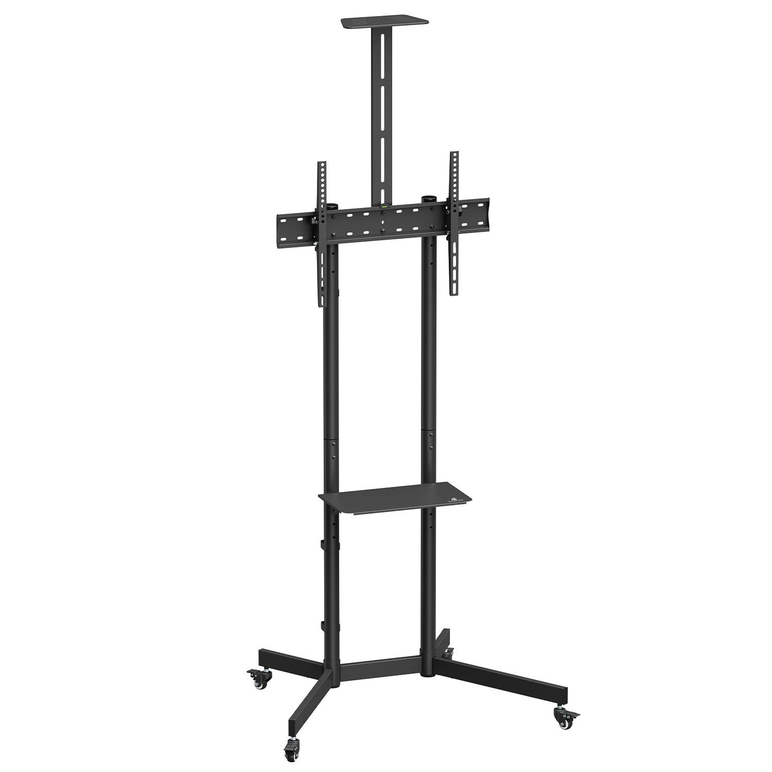 Maclean TV-Ständer MC-113 für 37-70'' 45kg mit Kameraablage, (bis 70 Zoll, Auf Rädern max. Belastung 45kg/5kg Ablage)