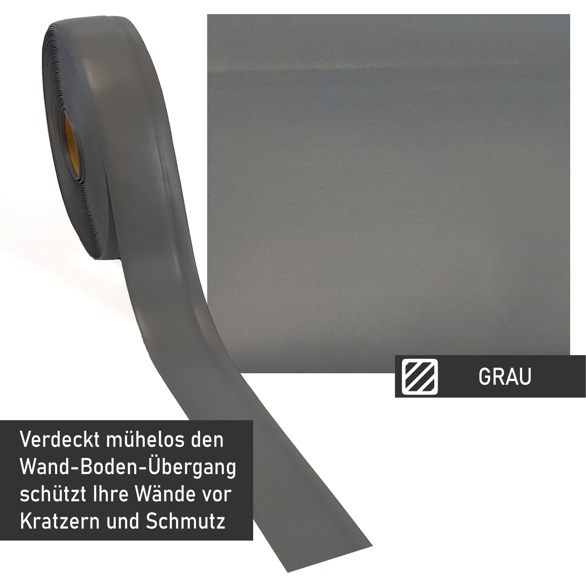 Lemodo Sockelleiste Weichsockelleiste selbstklebend, L: 500 cm, 1-St., Weichsockelleiste, Winkel, 50mm, flexibel, selbstklebend