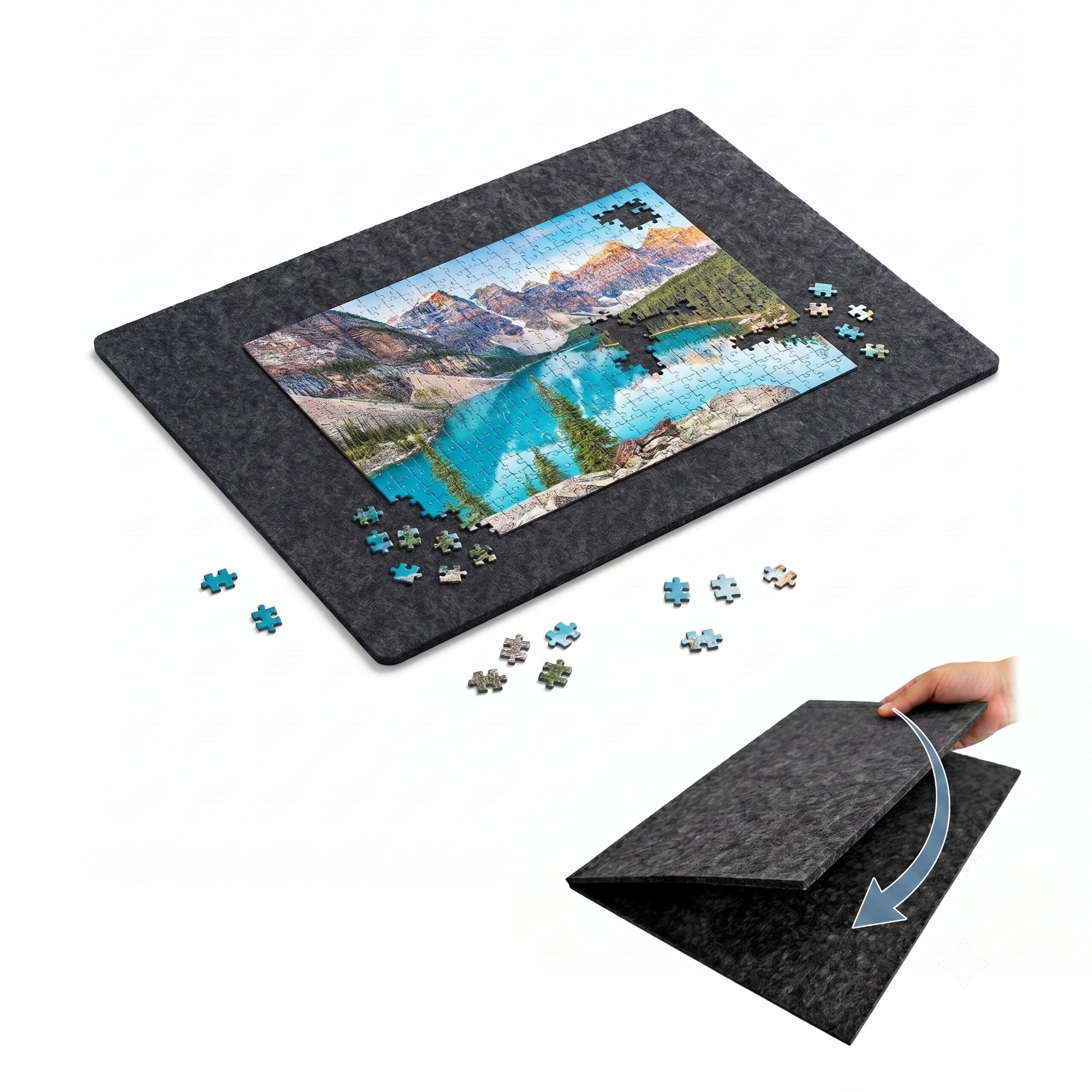 relaxdays Puzzlematte Faltbares Puzzlebrett Filz, L