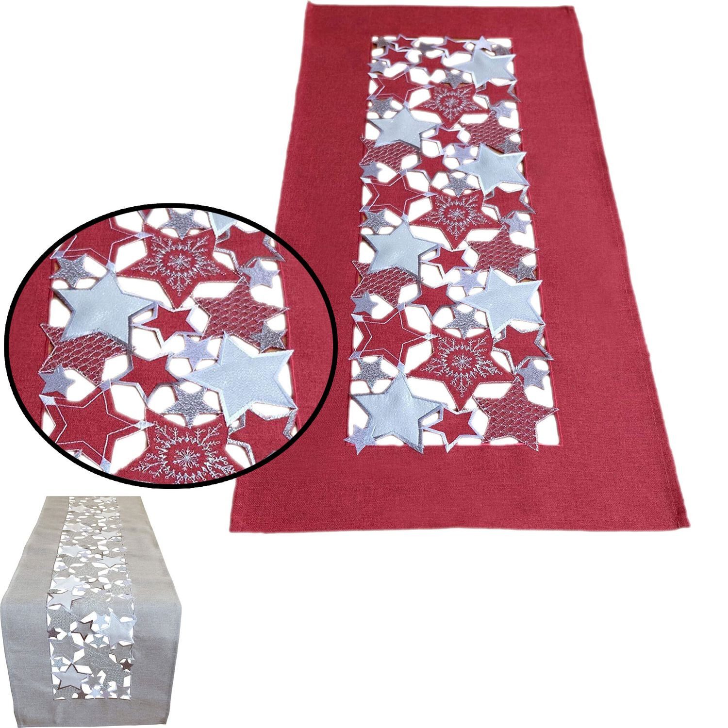 texpot Tischdecke Stickerei Sterne Weihnachten Advent günstig online kaufen