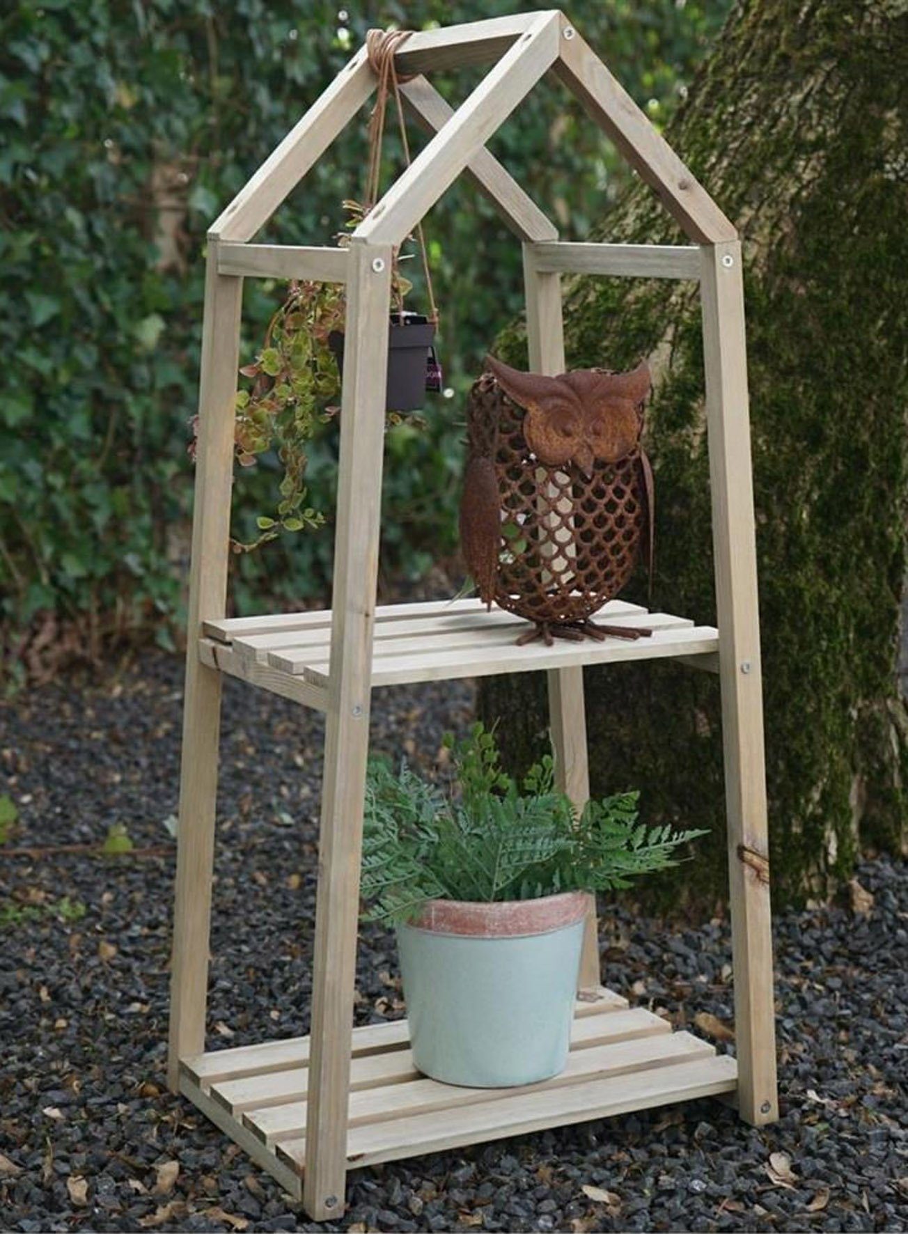 Spetebo Pflanzentreppe Holz Blumenregal mit 2 günstig online kaufen