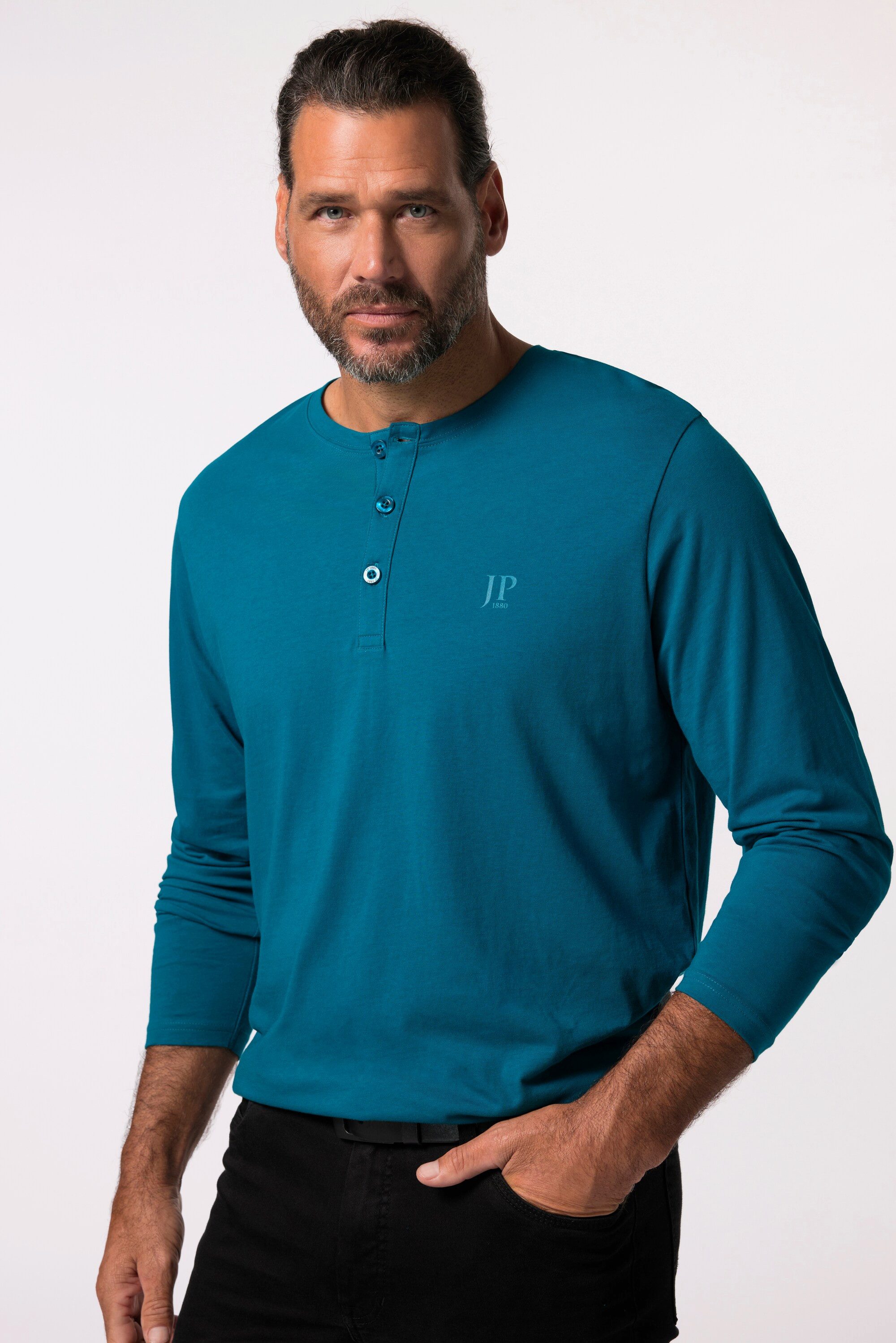 JP1880 T-Shirt Henley Basic Shirt Langarm Knopfleiste – Bild 3 von 4