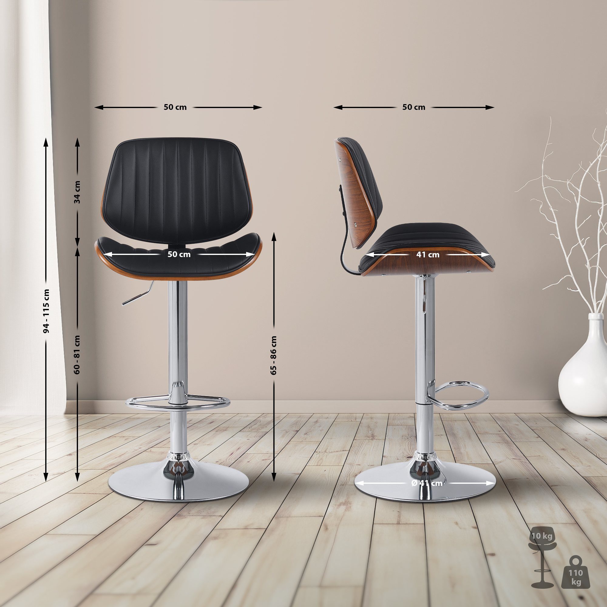 CLP Barhocker Clawson, Kunstlederbezug, Bugholzrahmen, Metallgestell günstig online kaufen