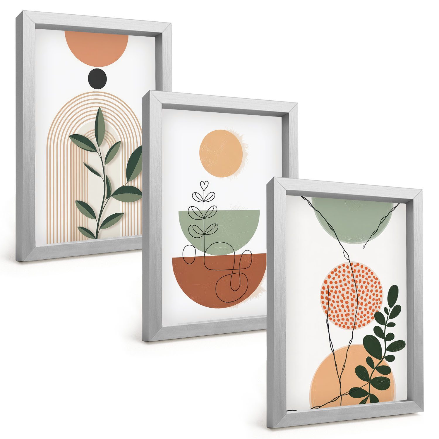 Tulup Mehrteilige Bilder Abstrakte Formen, eine Reihe von Gemälden mit Pflanzenmotiven, Abstrakte Pflanzenformen, Beige