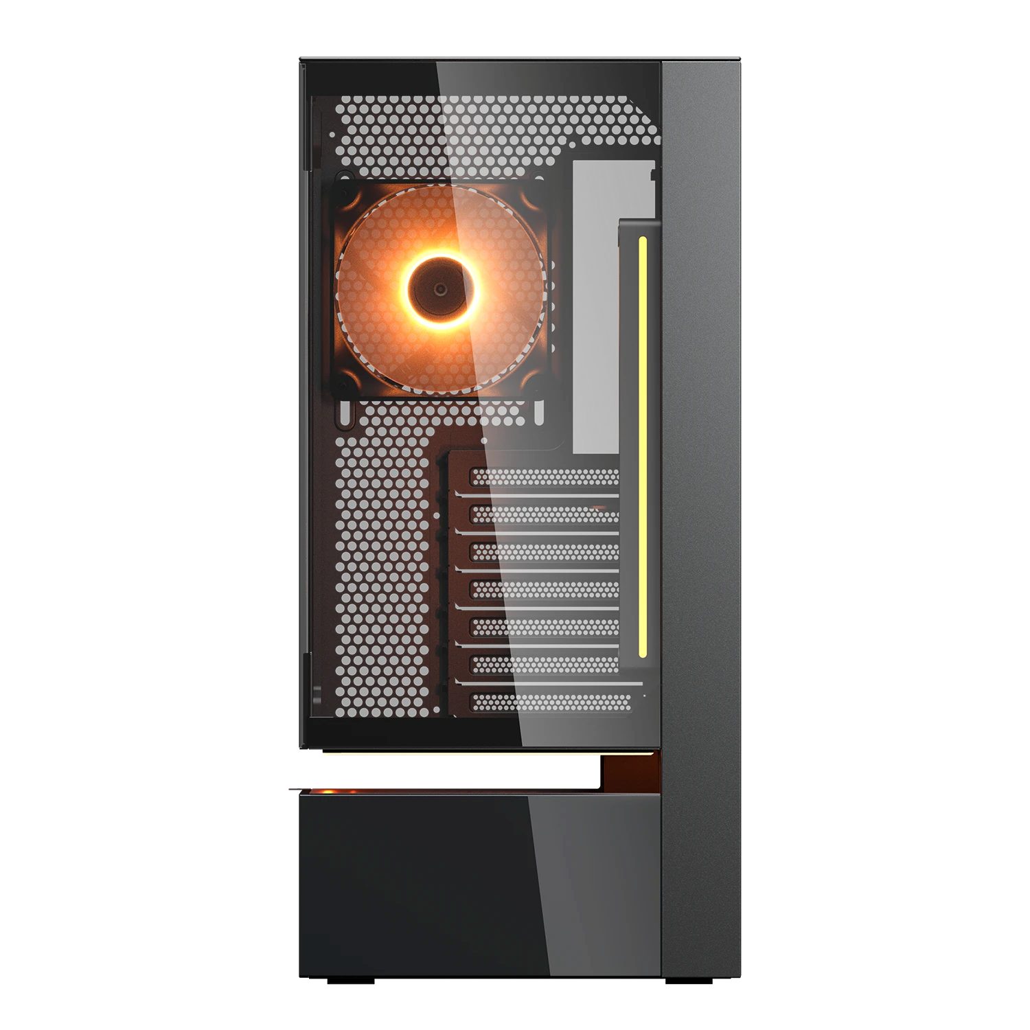 Cougar Gaming-Gehäuse CFV235 Vision BK, Midi-Tower, USB/Audio, 1x USB-C 3.2 Gen2, 2x USB 3.0, ATX, schwarz, 2 Lüfter vormontiert