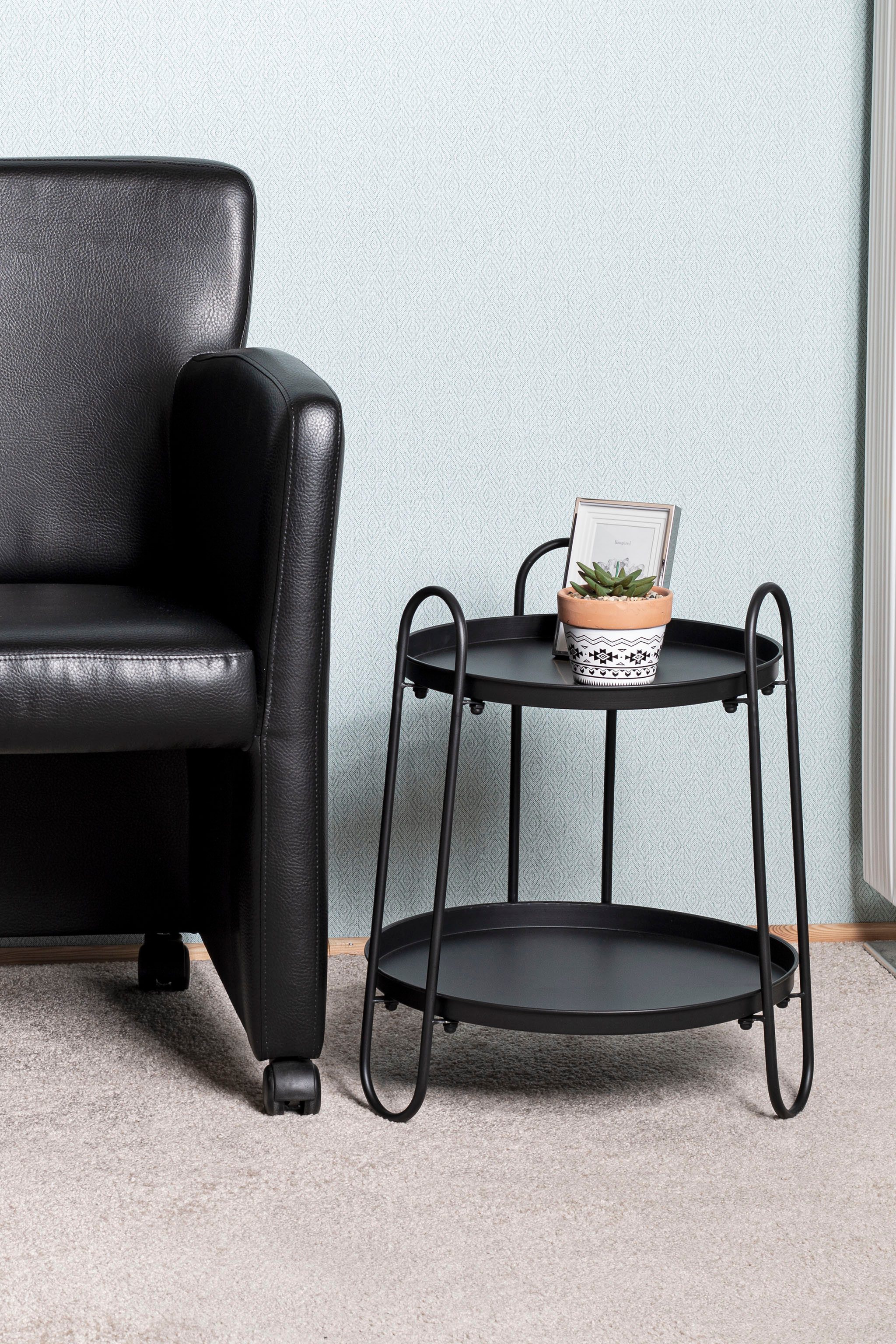 HAKU Beistelltisch Sofatisch, Wohnzimmertisch (1-St), rund - aus Metall Schwarz - Ø/H 43/50 cm