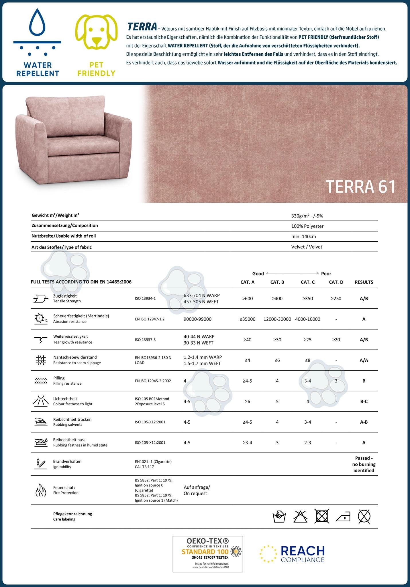 (terra Kamel 61) Wohnzimmer), für Relaxsessel Relaxsessel Polstersessel Schlaffunktion, Schlafsessel, Bettkasten, Beautysofa (1-Sitzer Rosa Sofa