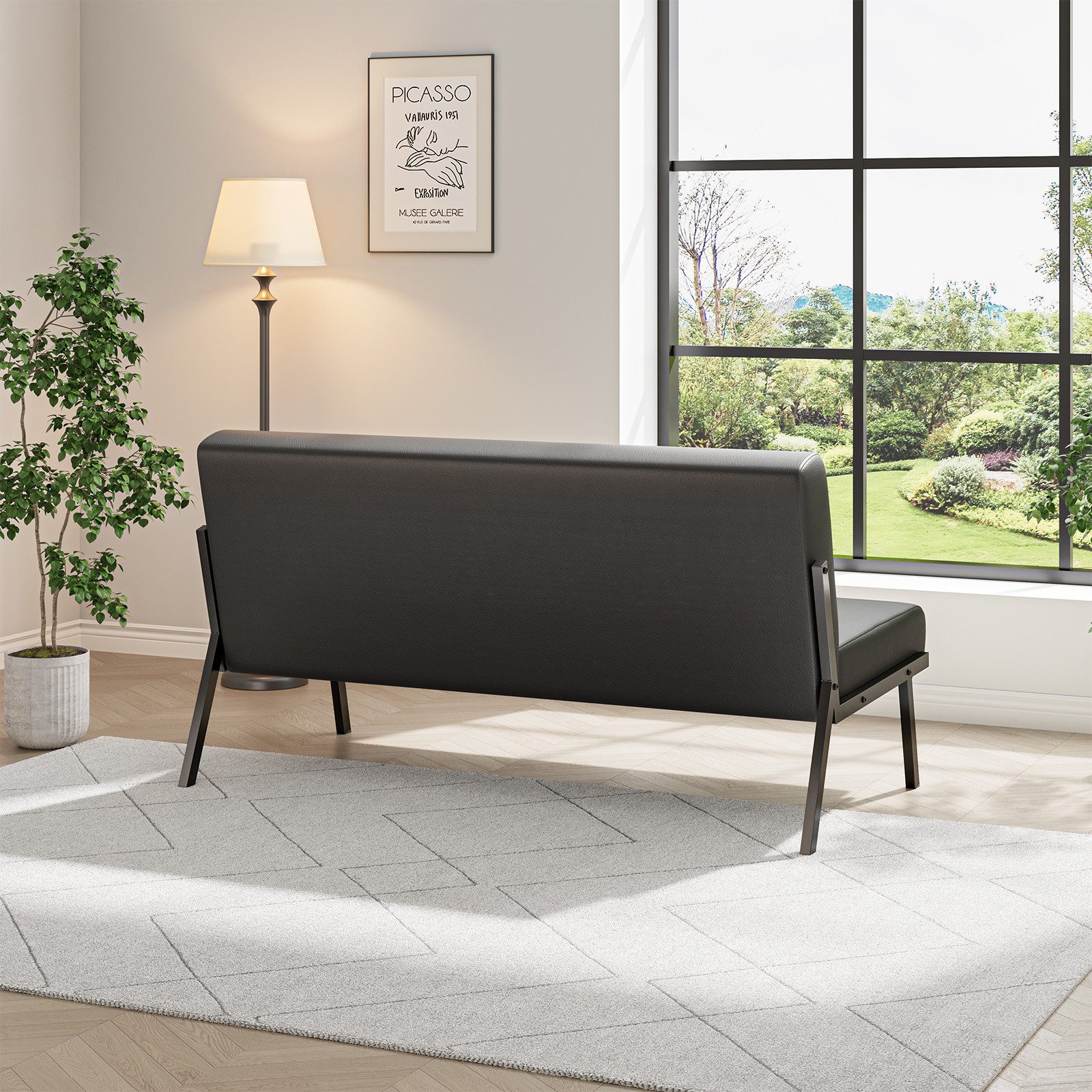 OUNUO Sofa 2 Sitzer Couch mit Metallrahmen Doppelsofa 150kg belastbar – Bild 3 von 5