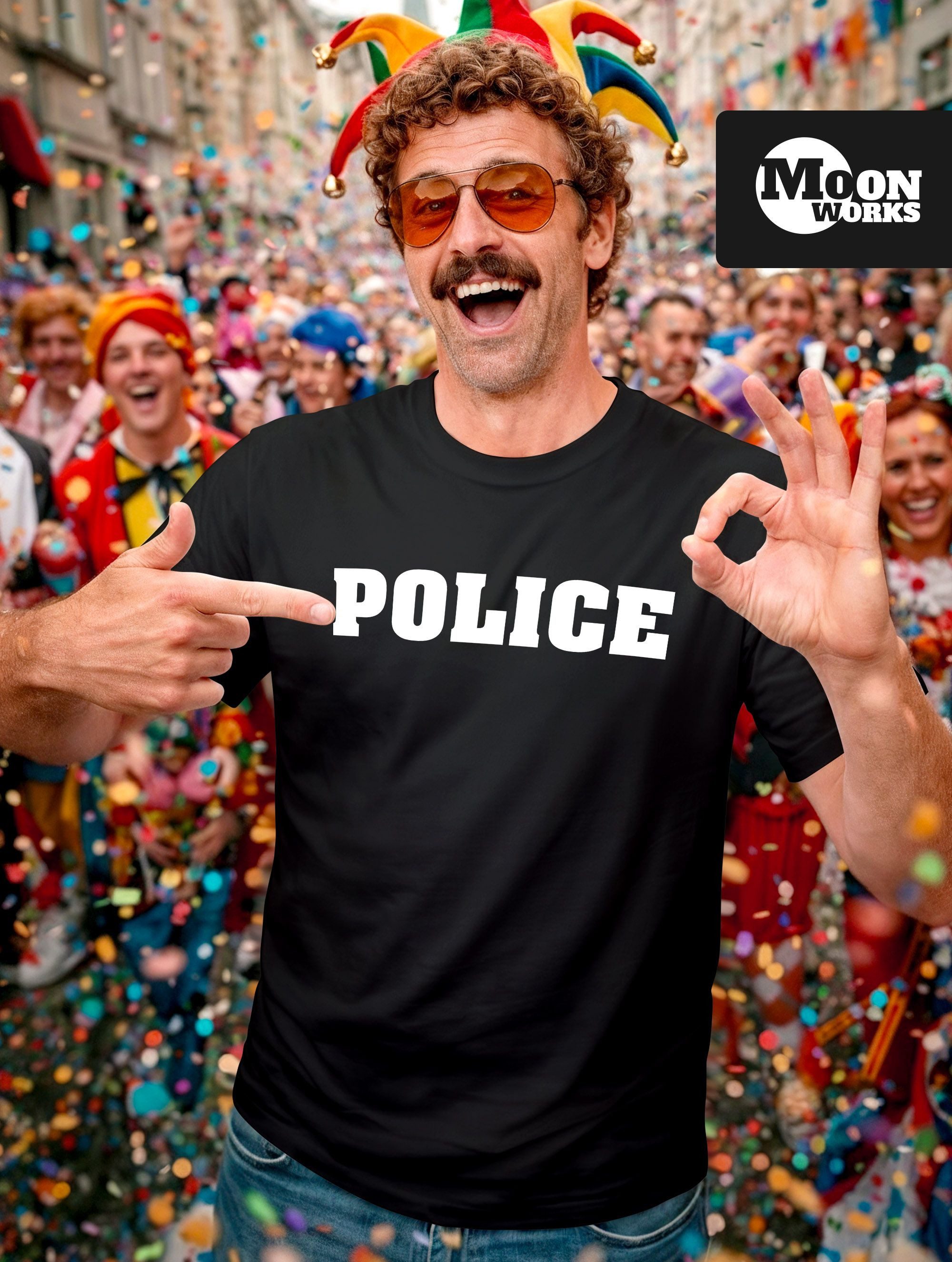 MoonWorks Print-Shirt Herren T-Shirt Fasching Police Polizei Faschings-Shir günstig online kaufen