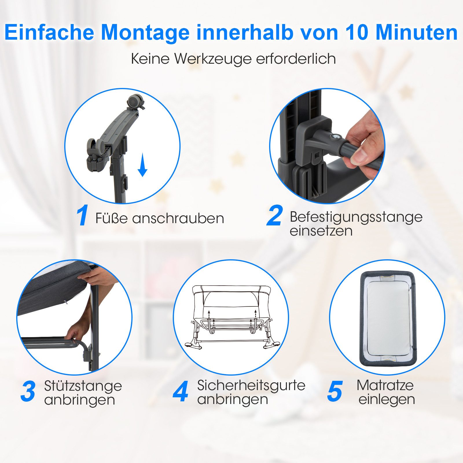 COSTWAY Beistellbett, 3 in 1 Babybett, günstig online kaufen