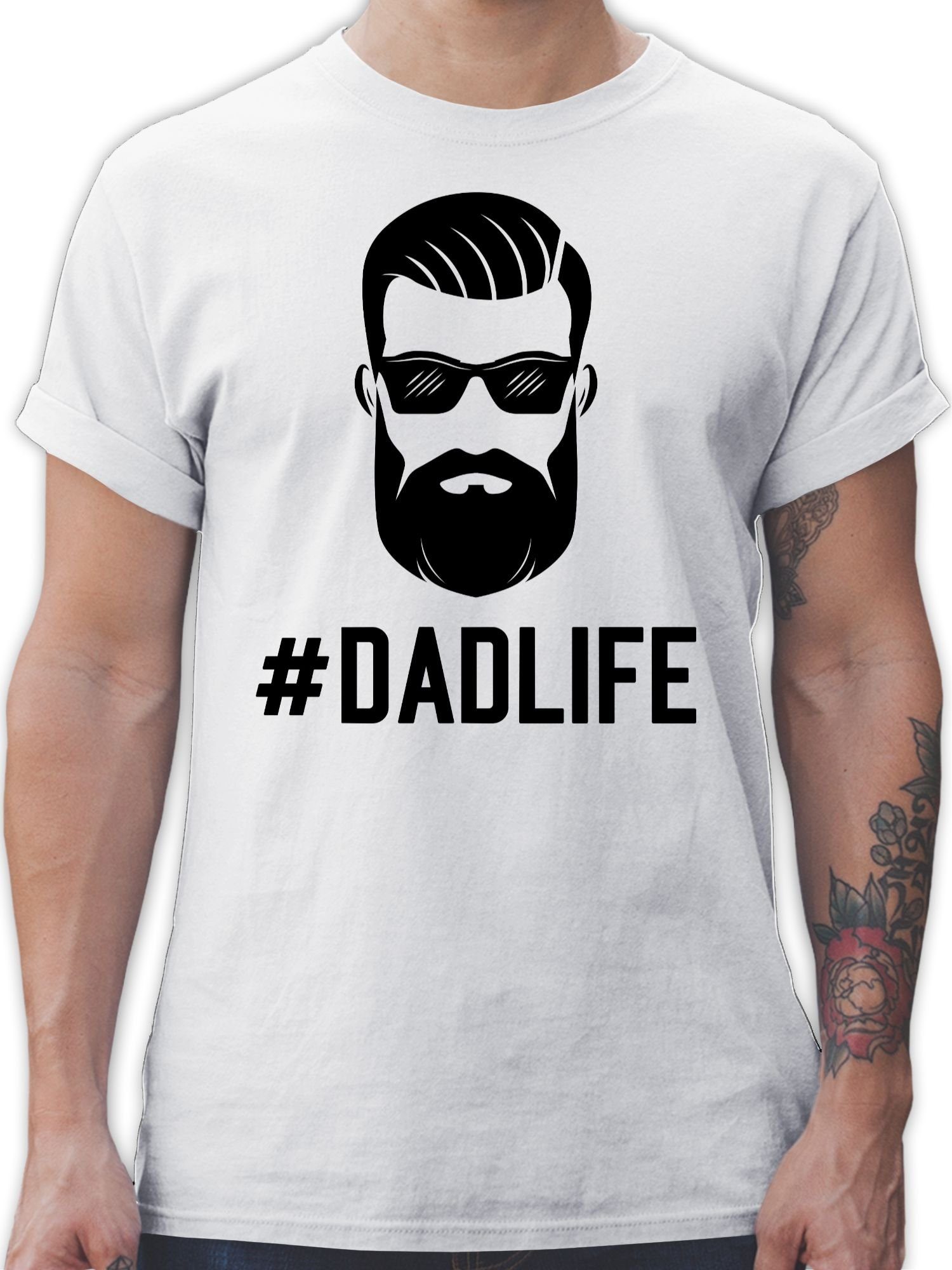 Shirtracer T-Shirt Hashtag Dadlife Vatertag Geschenk für Papa 03 Weiß