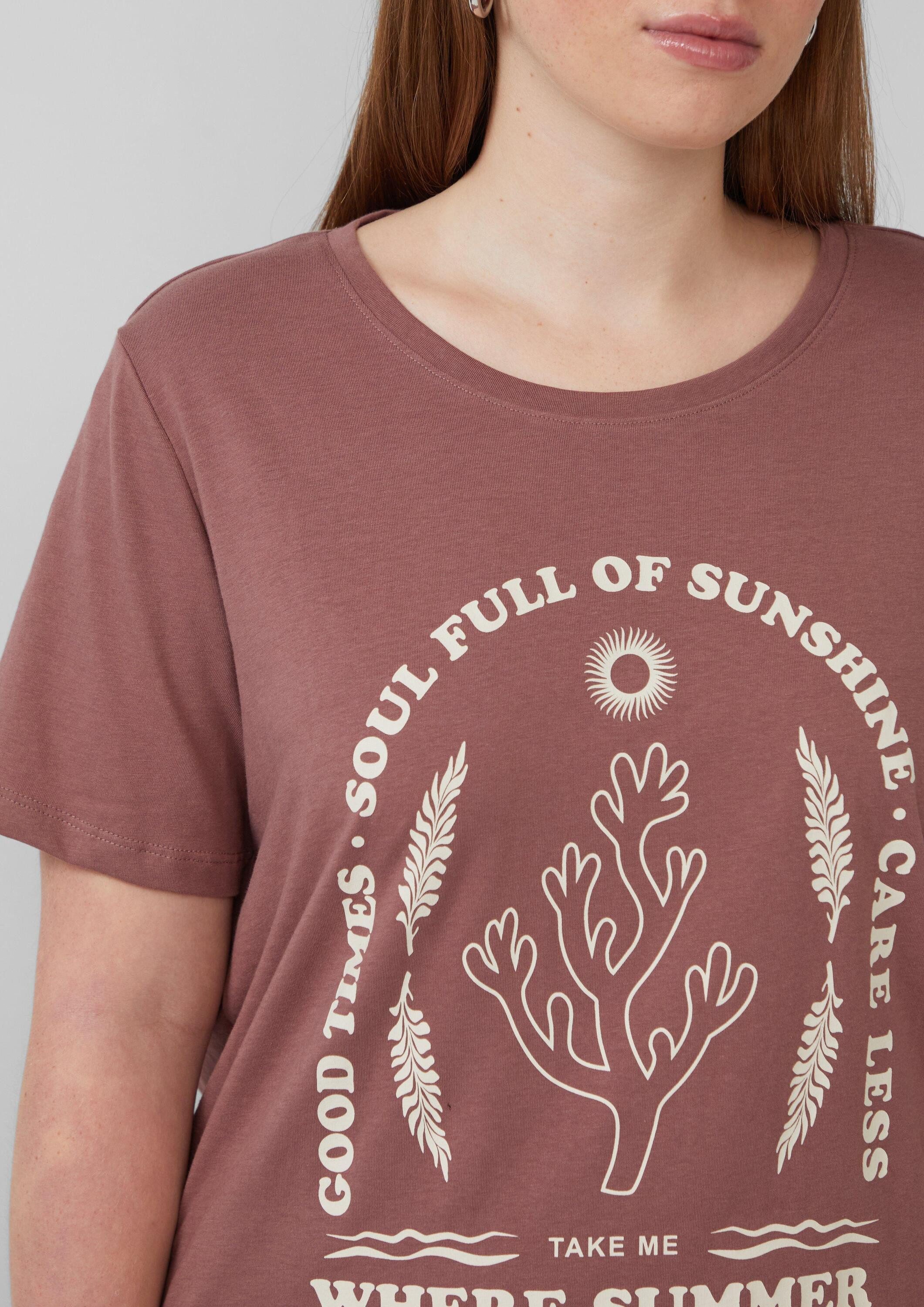 QS Kurzarmshirt T-Shirt Baumwoll T-Shirt mit Frontprint