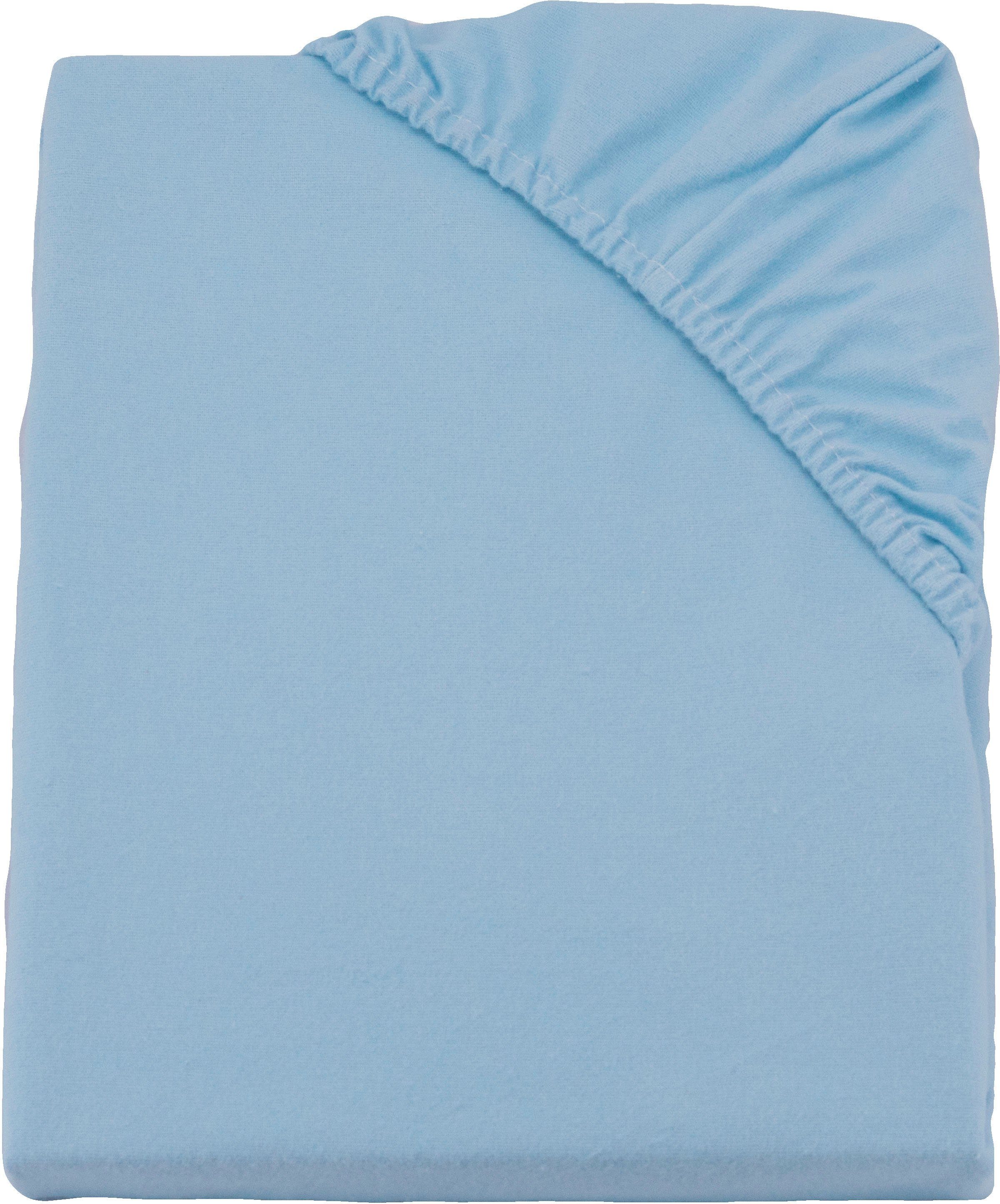 Matratzenschutzbezug Feinbiber wasserdicht von 10-12cm Spannbetttuch mit hellblau Matratzen einer von Höhe Für SETEX