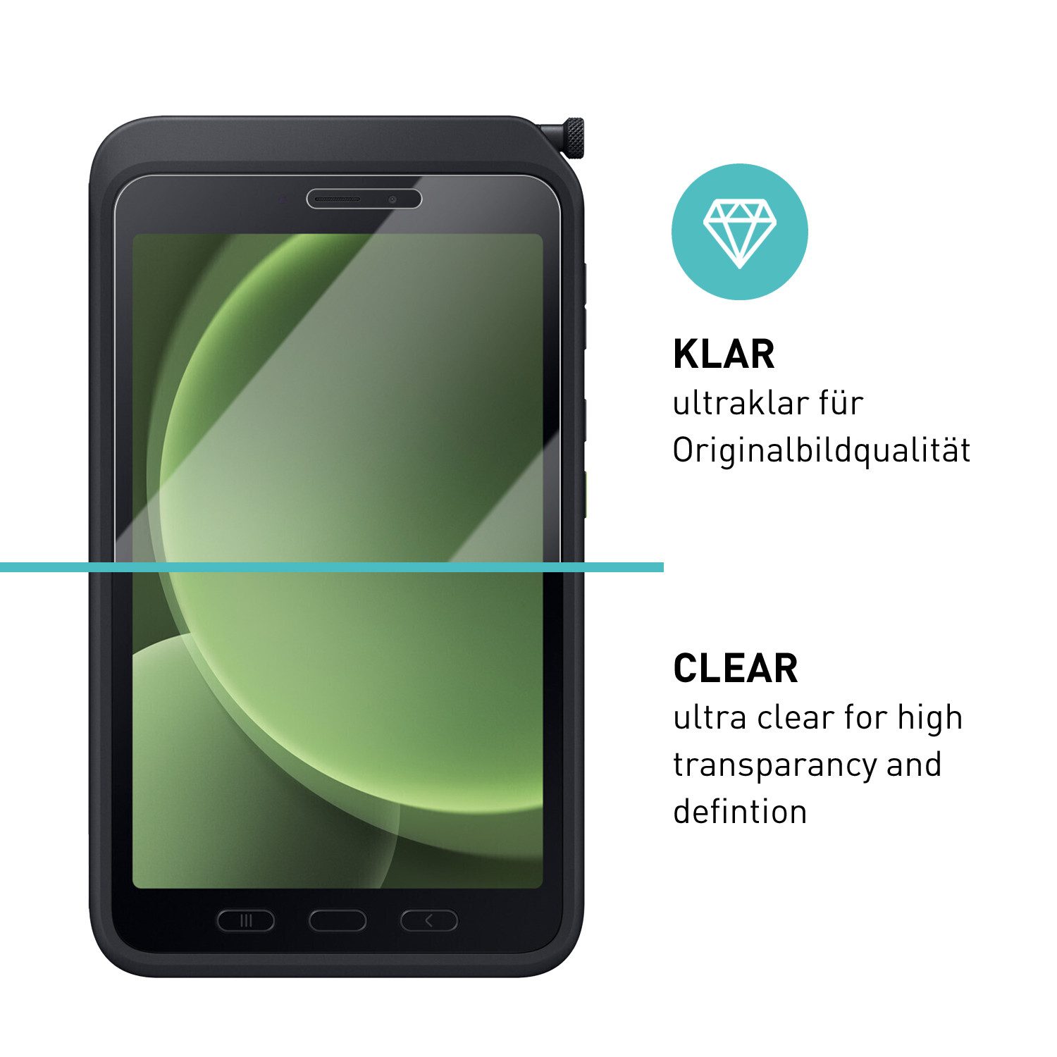 smartect Displayschutzglas Schutzglas Panzerfolie Klar für Galaxy Tab Active 5, Set, 2 Stück, Schutzfolie Glasschutz Bildschirm