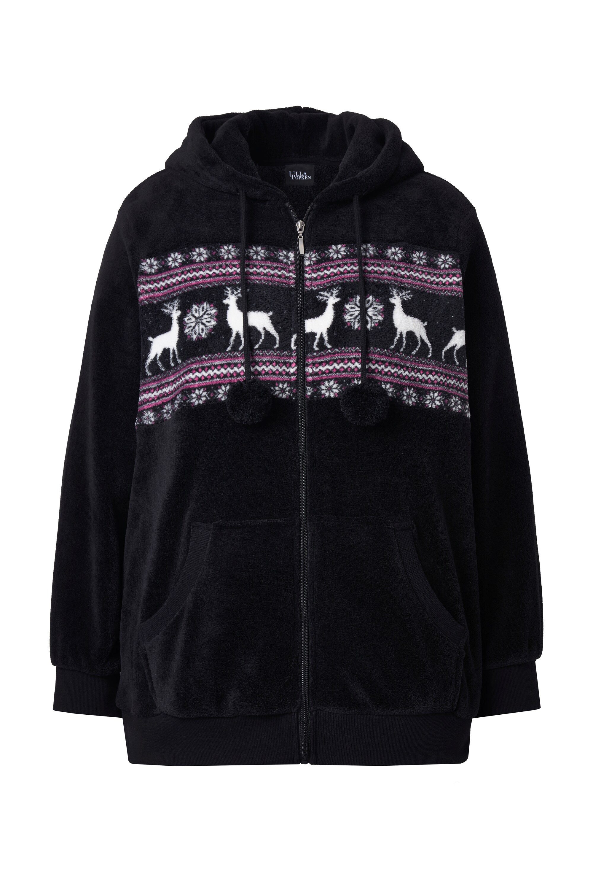Ulla Popken Sweatjacke Homewear-Jacke Norwegermuster Kapuze günstig online kaufen