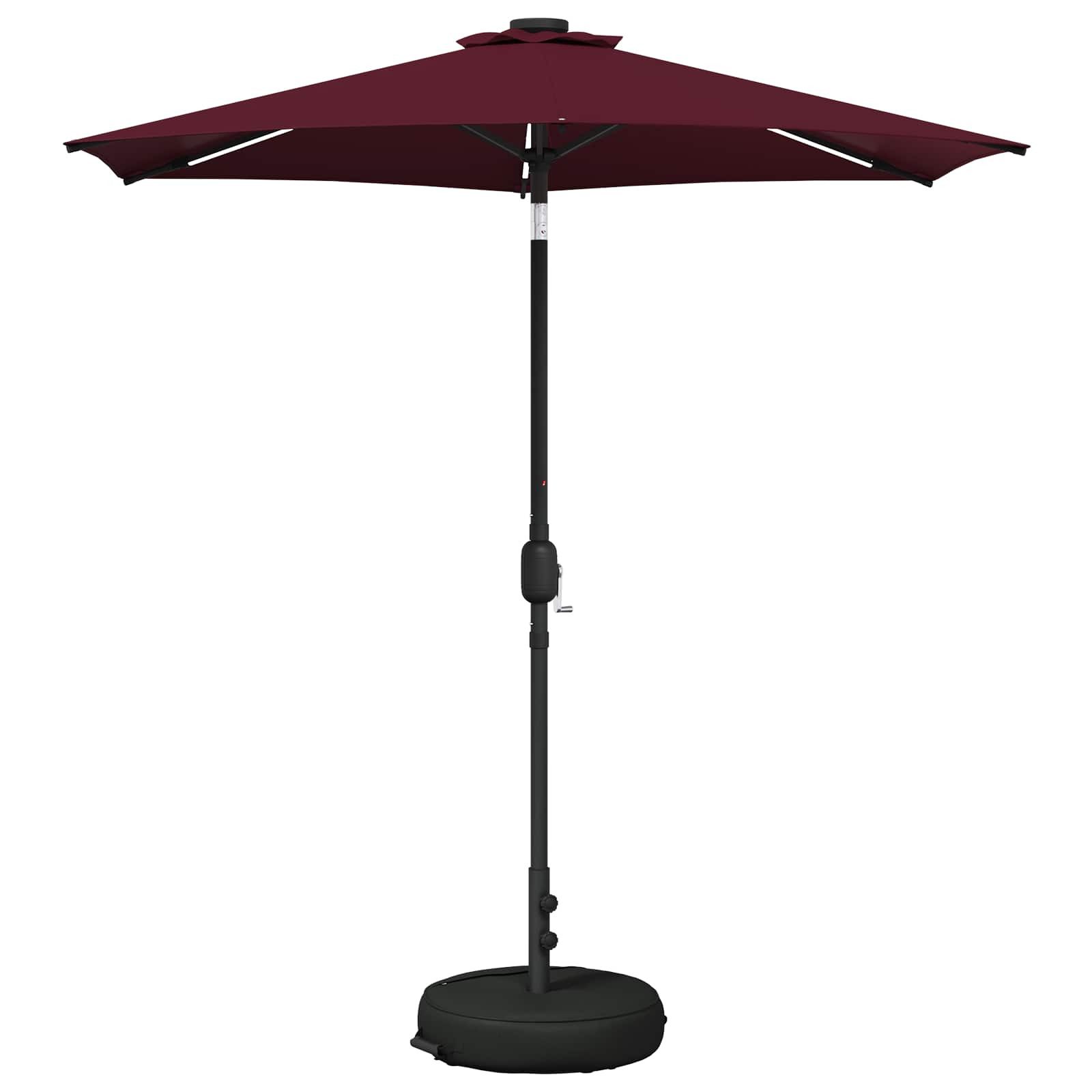 vidaXL Sonnenschirm Gartenparasol mit LED-Lichtern und Sockel 230 x 230 cm
