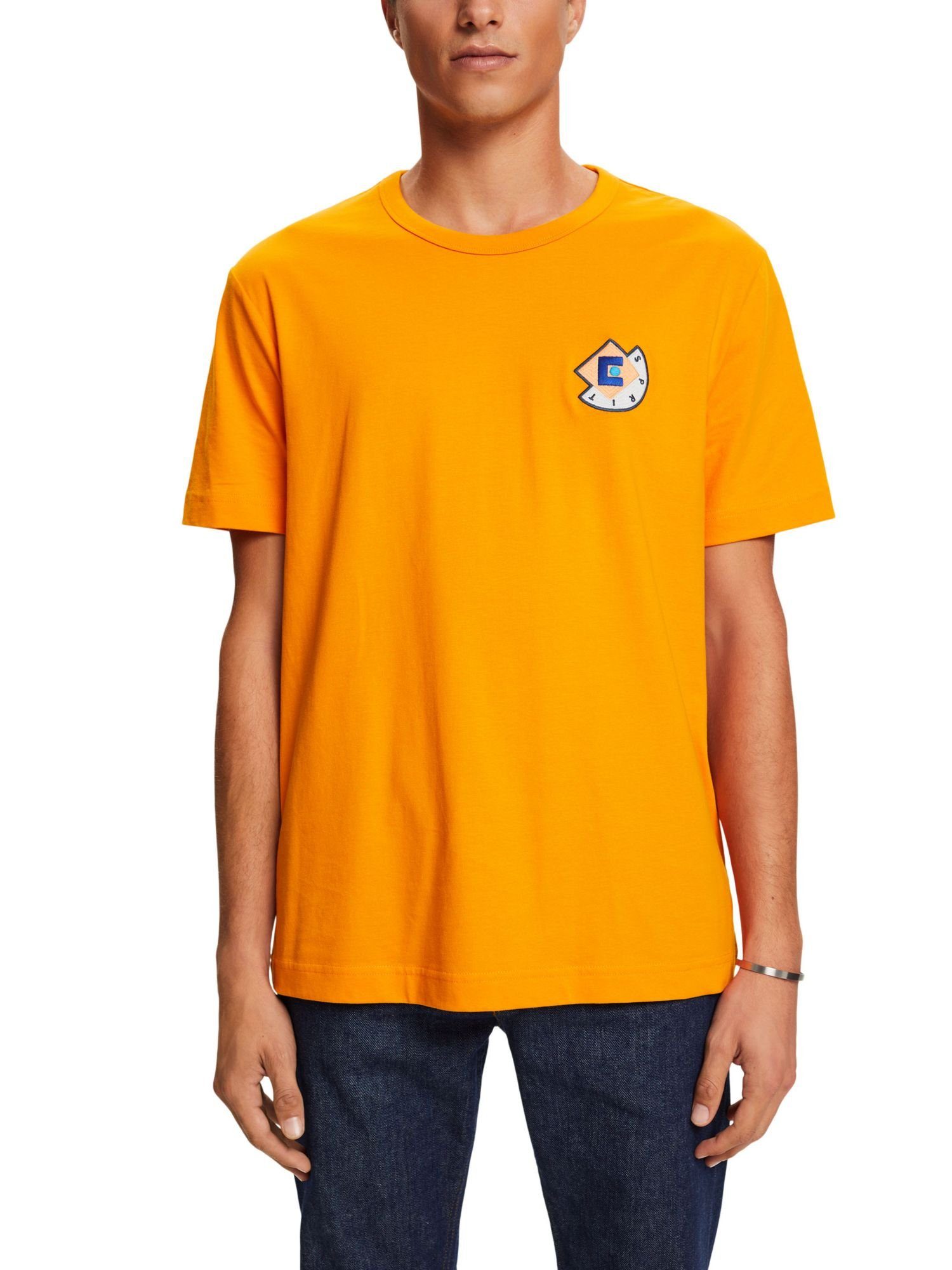 T-Shirt mit grafischem Logo Esprit (1-tlg) ORANGE T-Shirt GOLDEN