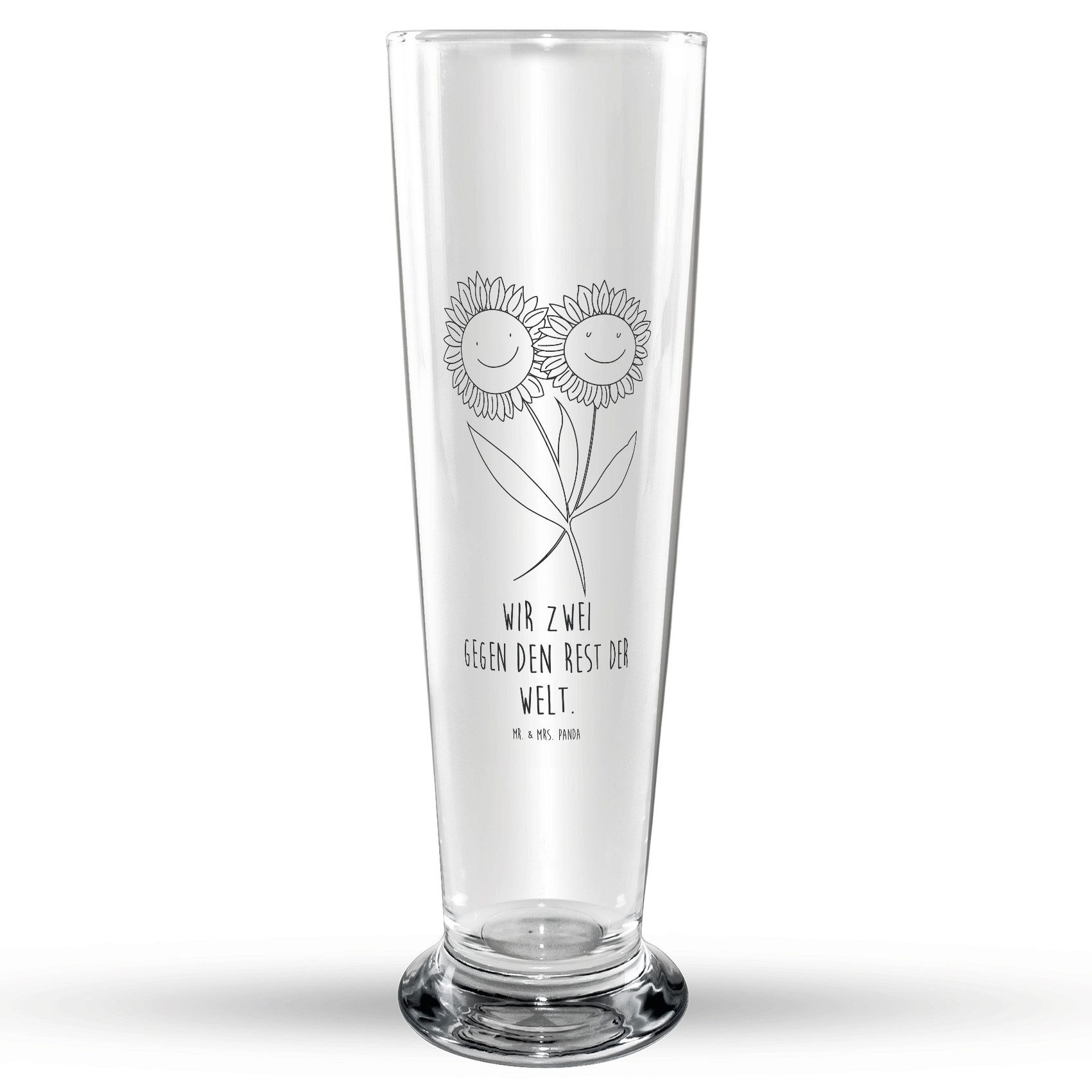 Mr. & Mrs. Panda Bierglas Blume Sonnenblume - Transparent - Geschenk, Bier Krug, Sonnenblumen, Premium Glas, Einzigartiges Design