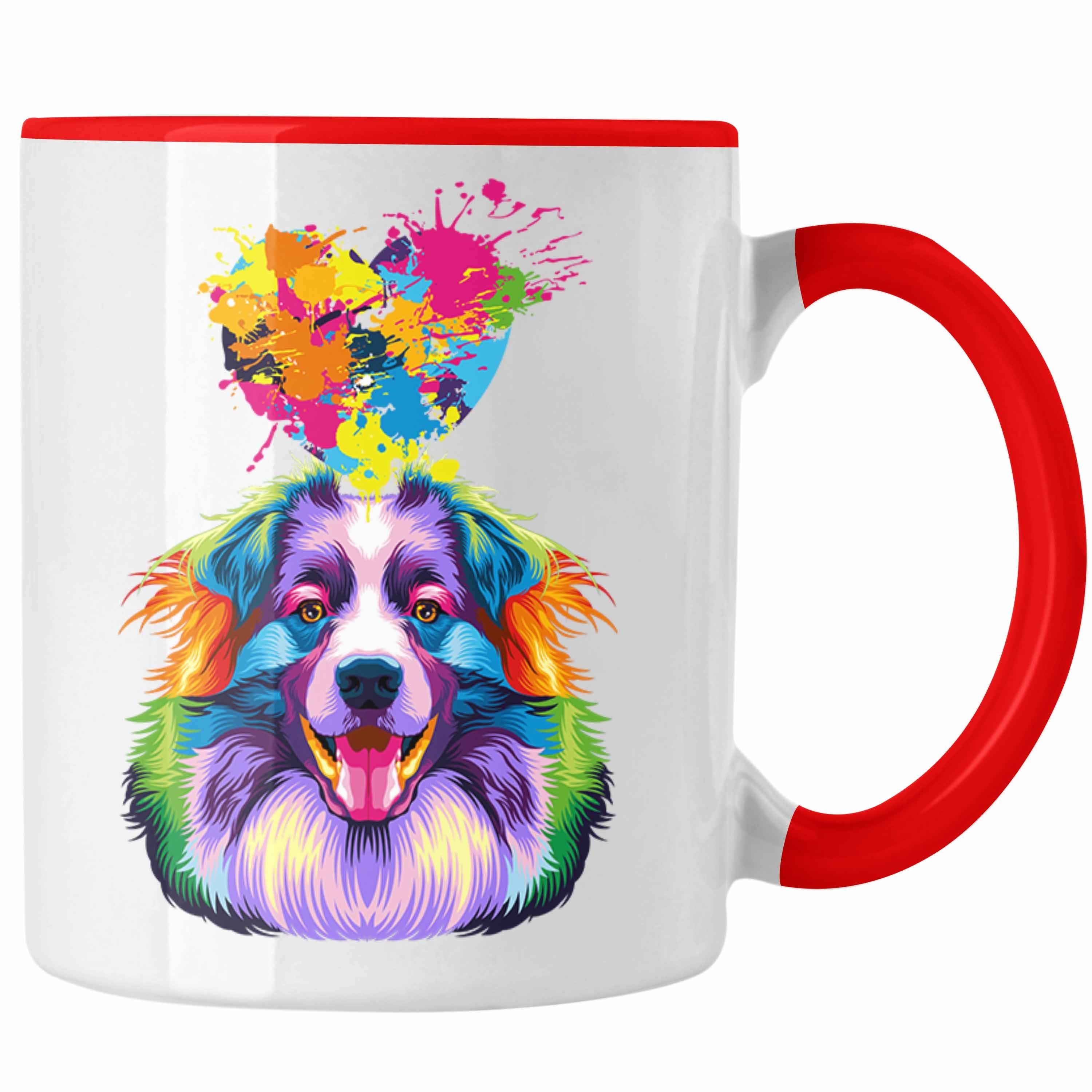 Trendation Tasse Australian Shepherd Herz Farbe Besitzer Tasse Geschenk Lustiger Spruch Rot