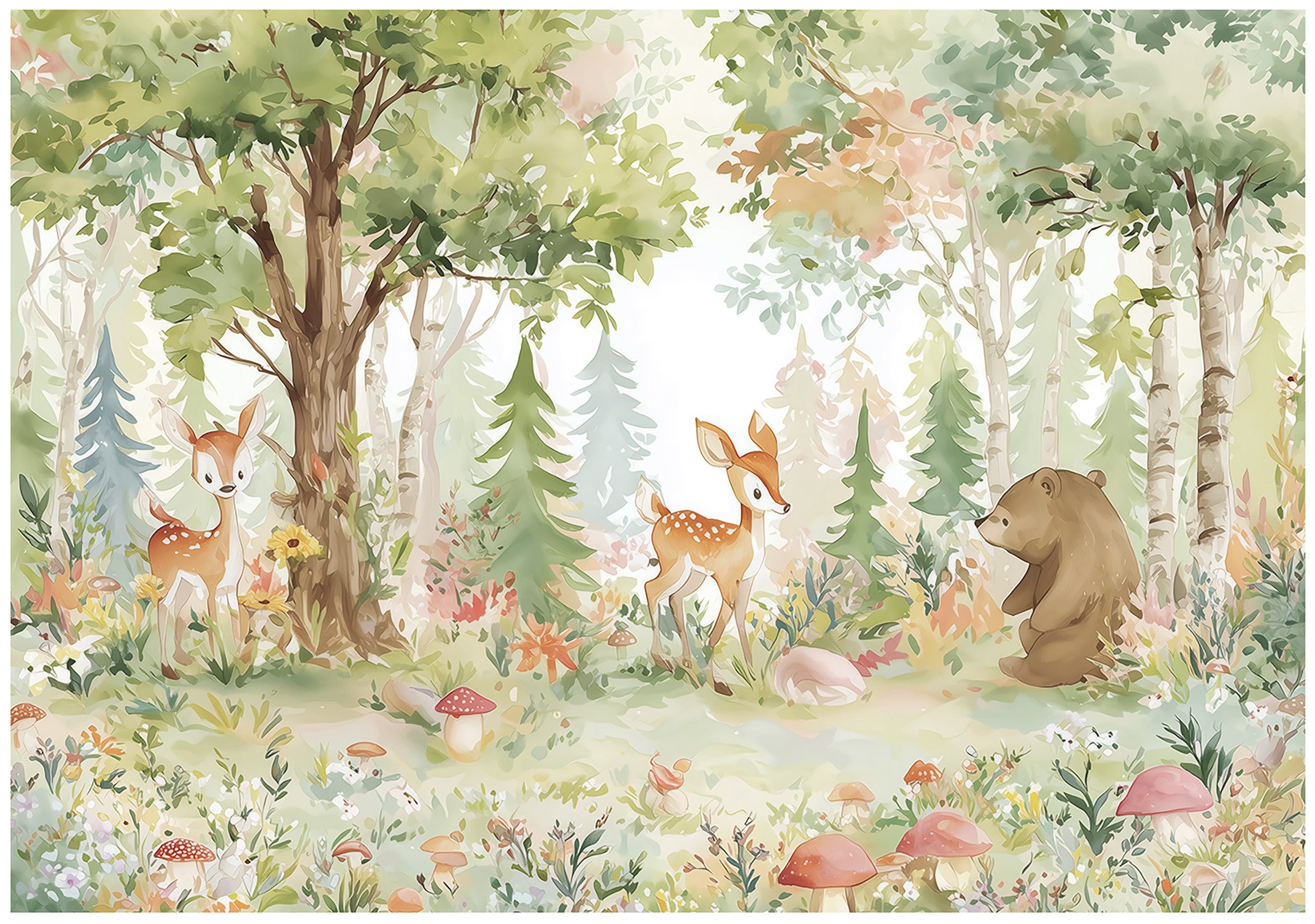 Wallarena Fototapete Kinderzimmer Wald Tiere Hirsch günstig online kaufen