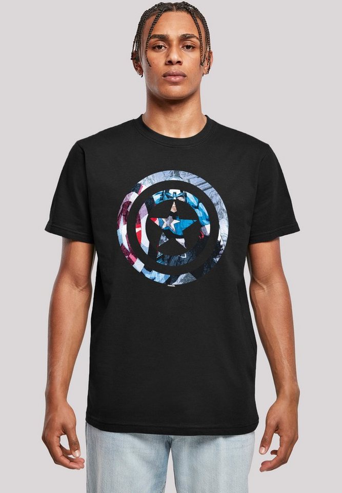 Captain America Print Montage Superhelden F4NT4STIC Herren,Premium Marvel T-Shirt Merch,Regular-Fit,Basic,Logo Avengers Symbol