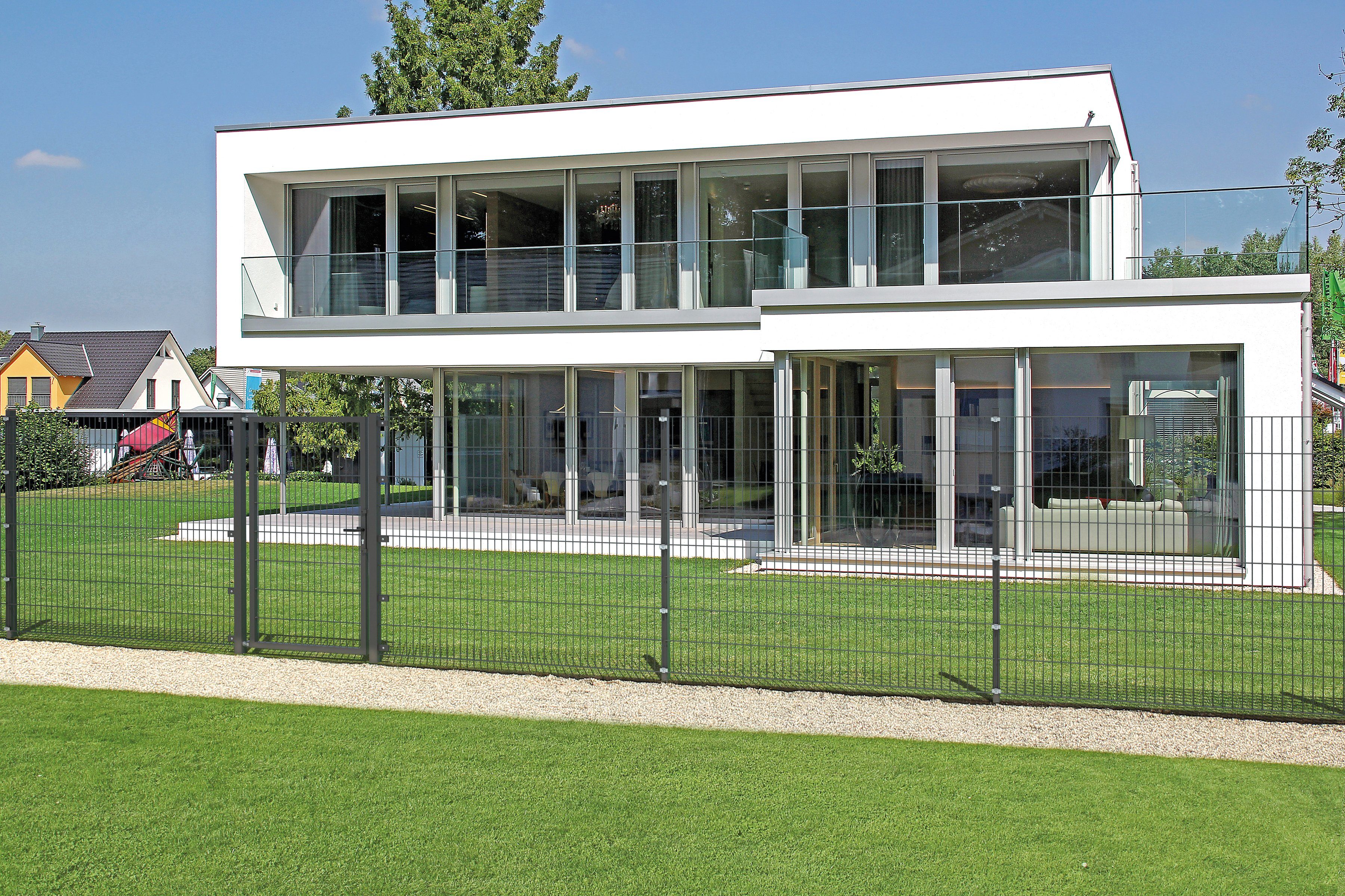 Alberts Doppelstabmattenzaun Grundset, (Set), Höhe: 80-200 cm, Gesamtlänge: 4-30 m, zum Einbetonieren