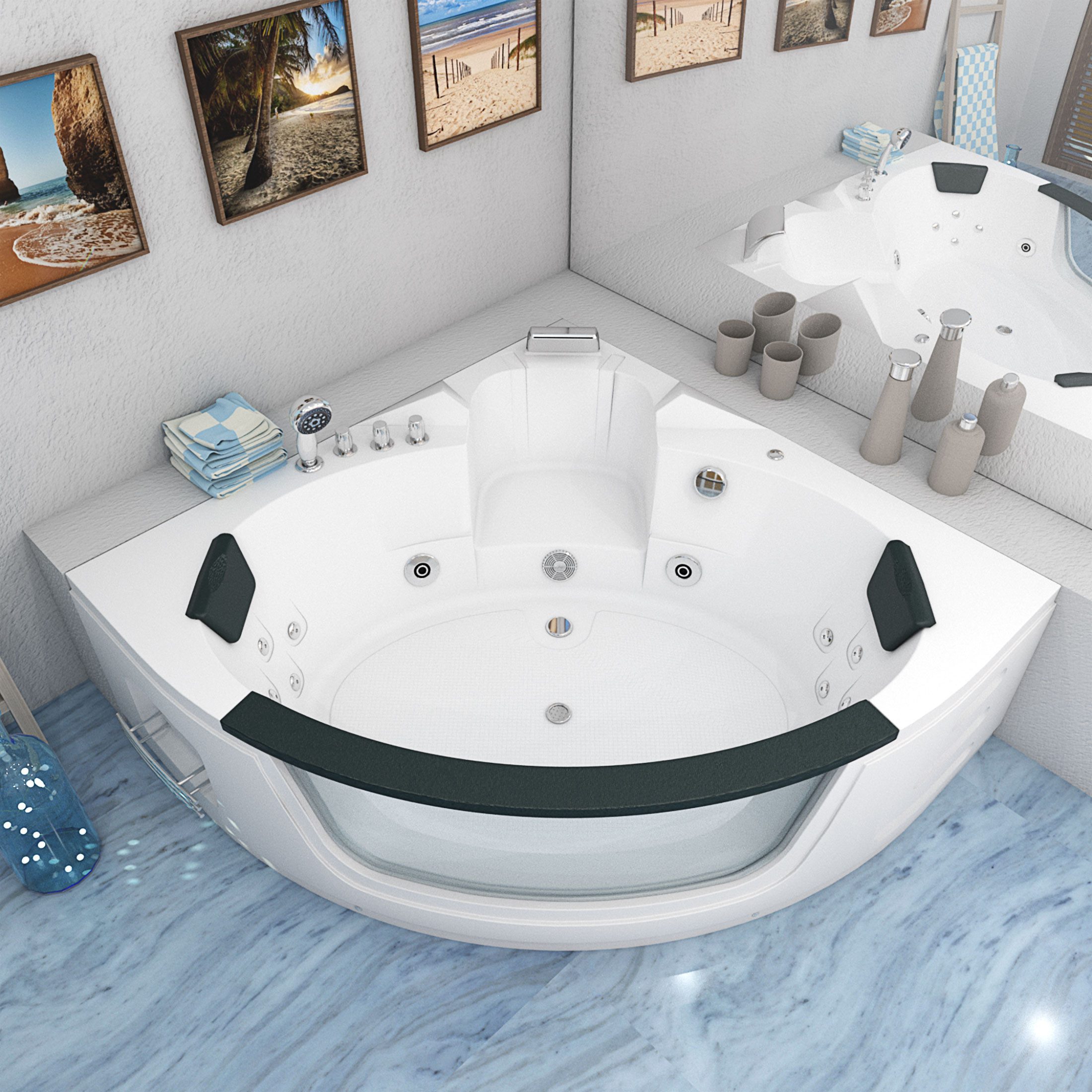 AcquaVapore Whirlpool-Badewanne Whirlpool Pool Badewanne Wanne W05 140x140cm, (1-tlg), mit Ablaufgarnitur