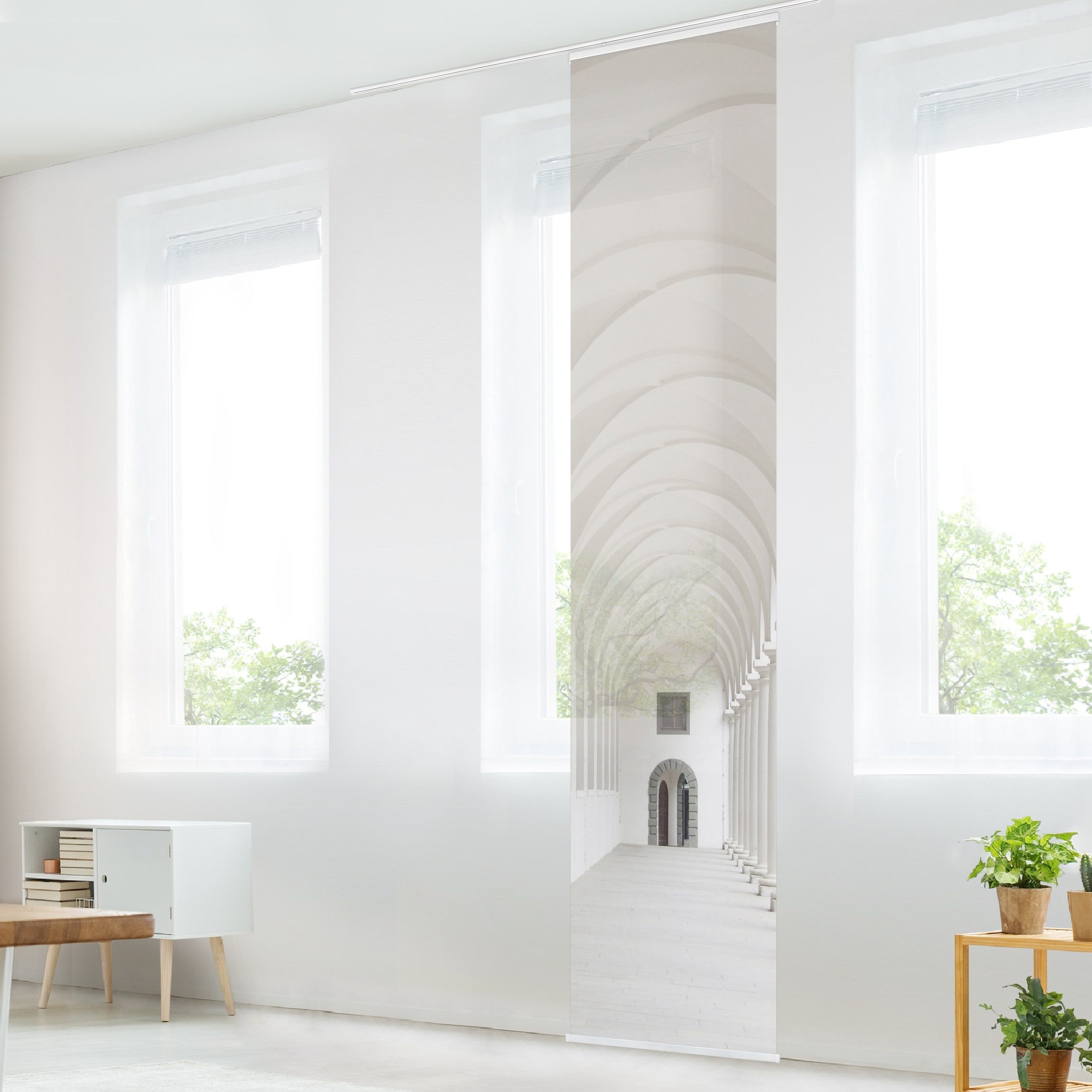 Bilderdepot24 Schiebegardine modern Flächenvorhang blickdicht Arkaden, günstig online kaufen